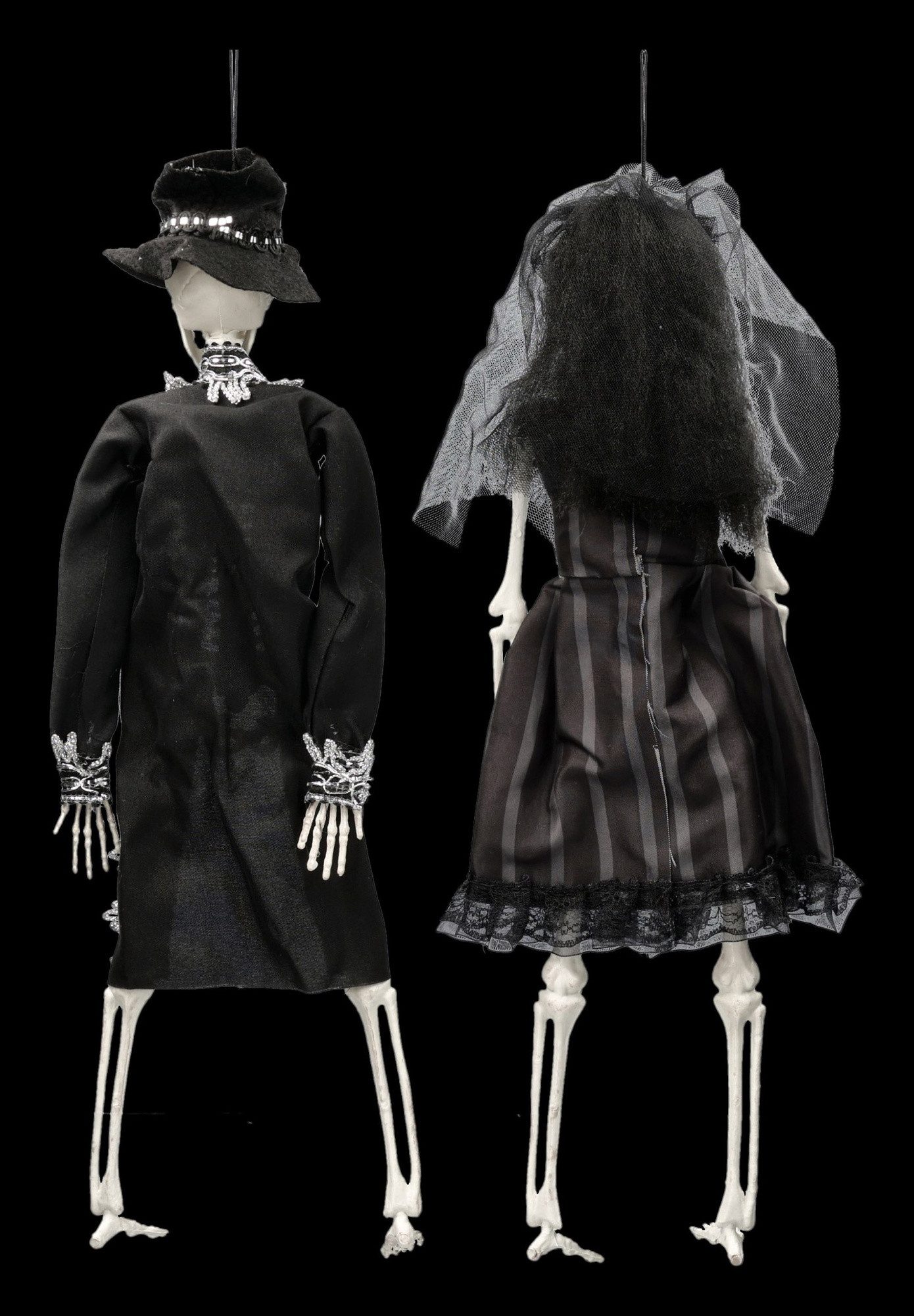 Figuren Shop GmbH Dekofigur Halloween Figuren – Hängende Skelette Deko Set Braut & Bräutigam 40 cm