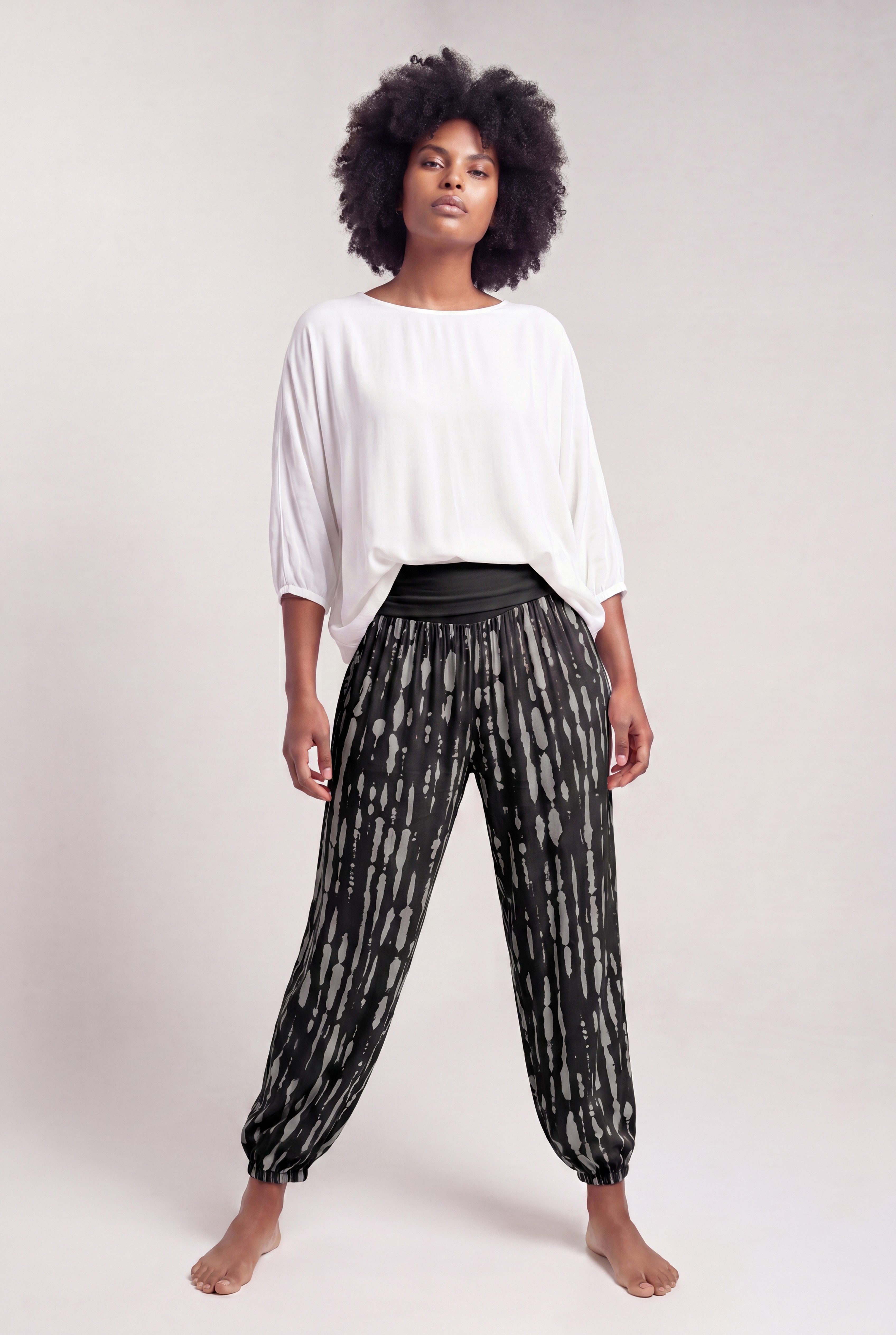 YC Fashion & Style Haremshose Pumphose mit Allover-Print – Bequeme Freizeithose mit Komfortbund mit elastischem Bund