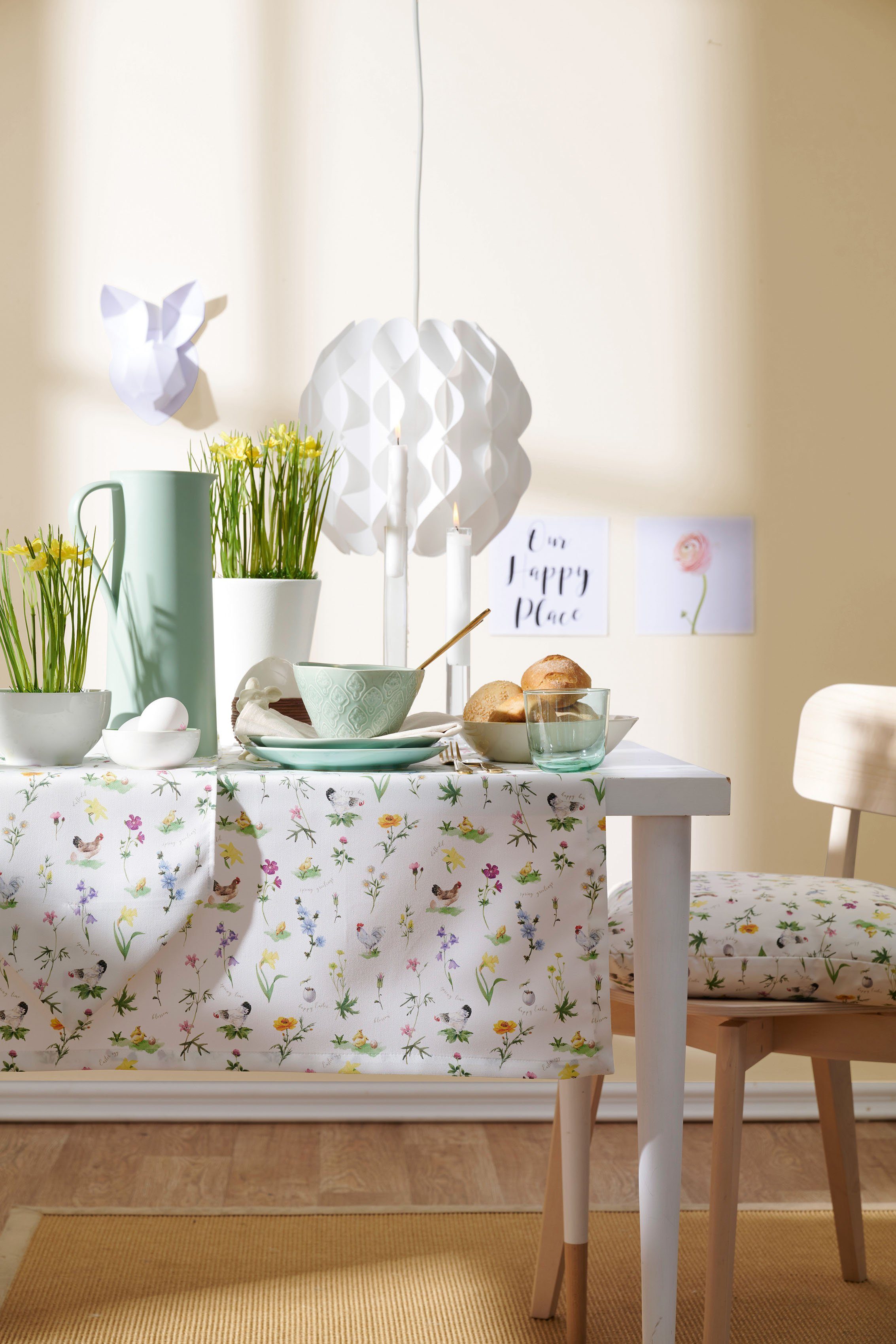APELT Mitteldecke 6412 HAPPY EASTER, Osterdeko, Ostern (1-tlg), Digitaldruck, mit Ostermotiv