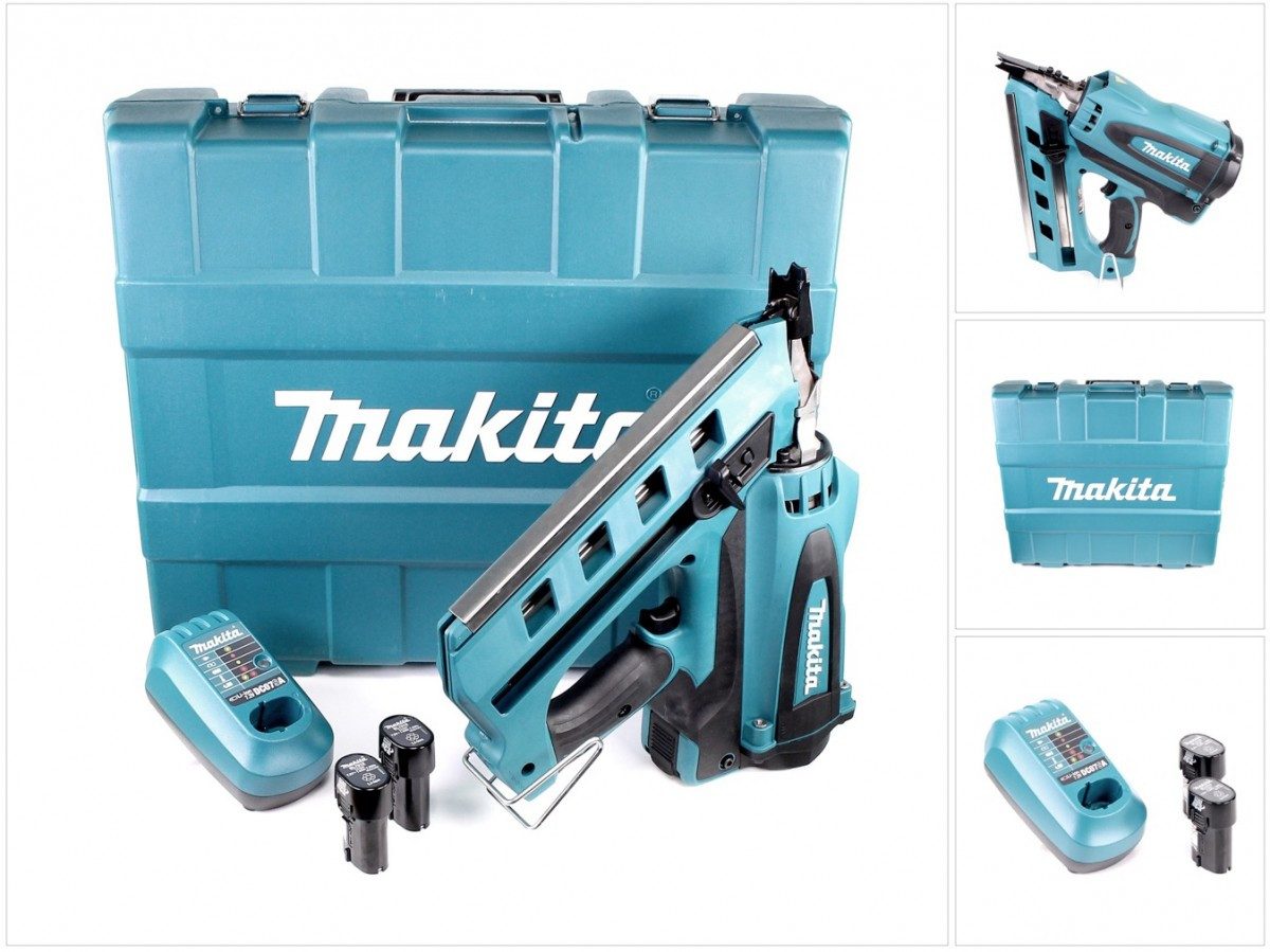Makita Nagler GN 900 SE Akku Gasnagler 7,2 V im Transportkoffer mit 2x BL 7010 1,0