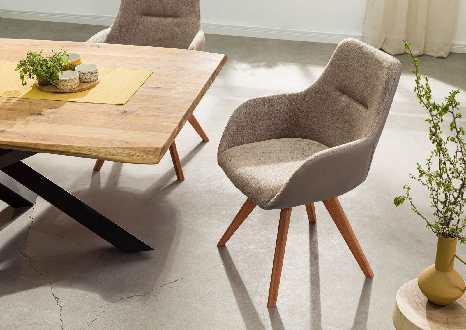 Massivmoebel24 Polsterstuhl TACOMA (taupe 100% Polyester Massivholz), 56 x 87 x 60 cm TACOMA #12