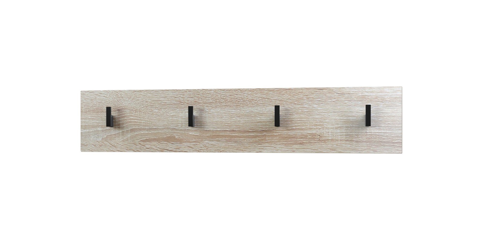 Vladon Garderobenpaneel Linea (Wandgarderobe, mit 4 Kleiderhaken), Eiche sägerau (72 x 14,5 x 3,5 cm)