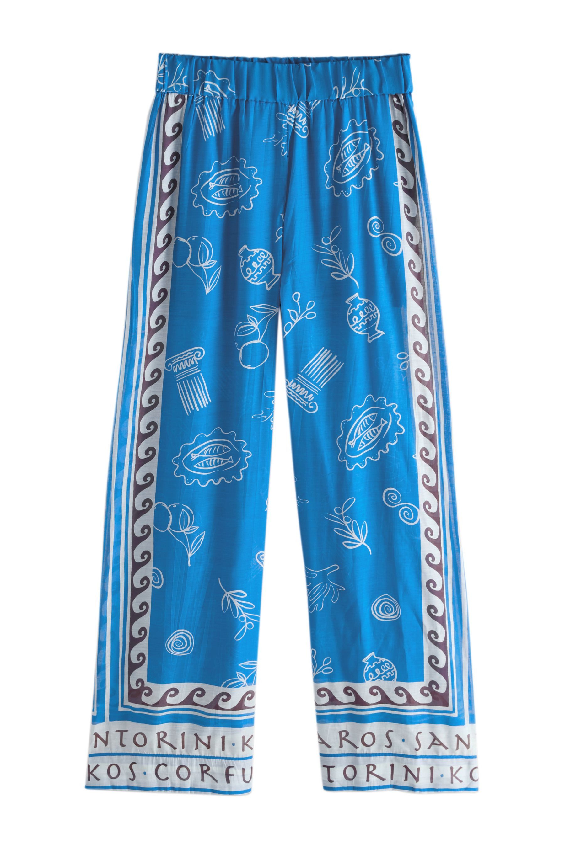 Palazzohose Leichte Schlupf-Hose mit weitem Beinschnitt