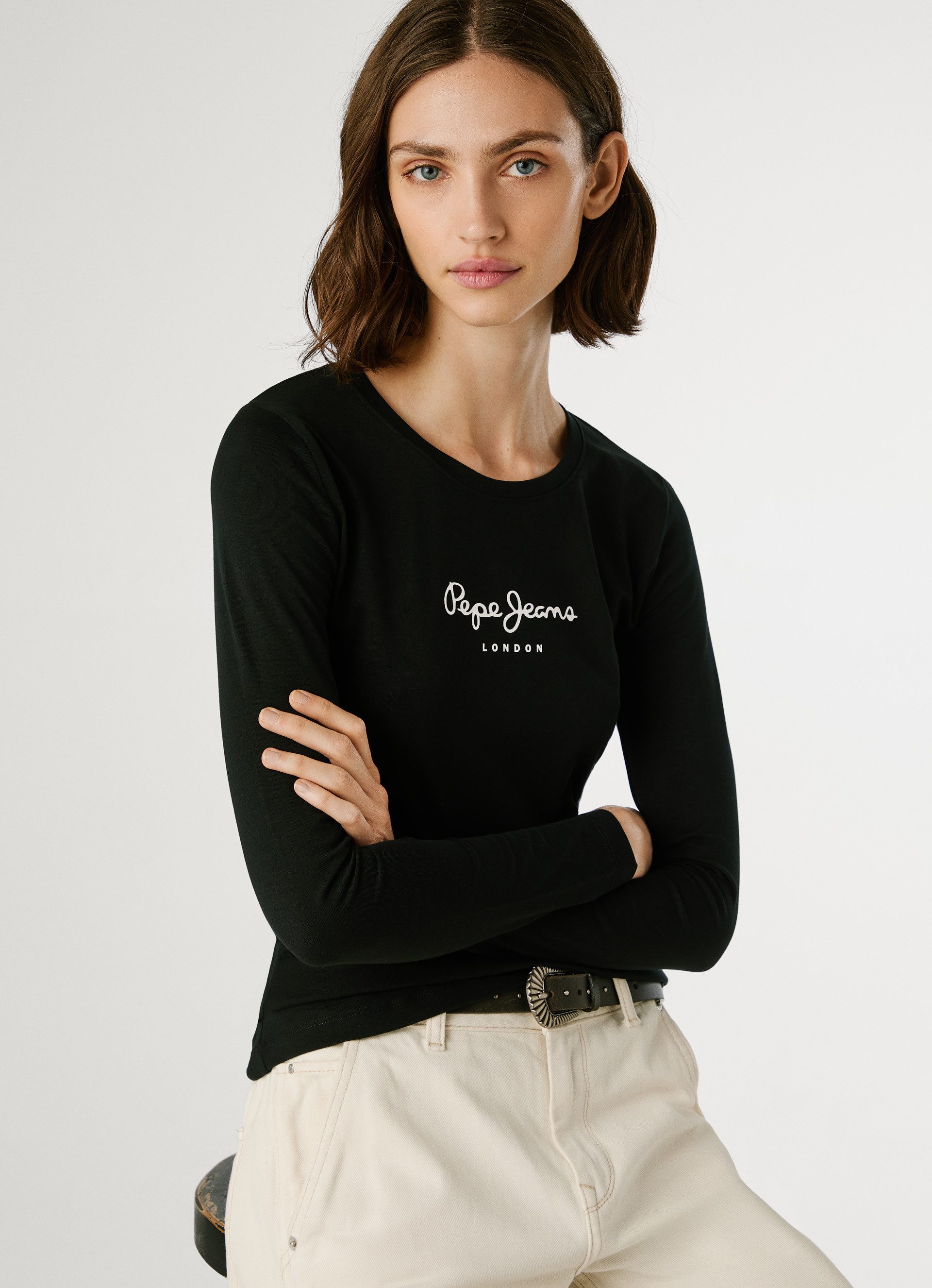 Pepe Jeans Langarmshirt NEW VIRGINA L/S mit Logo-Print