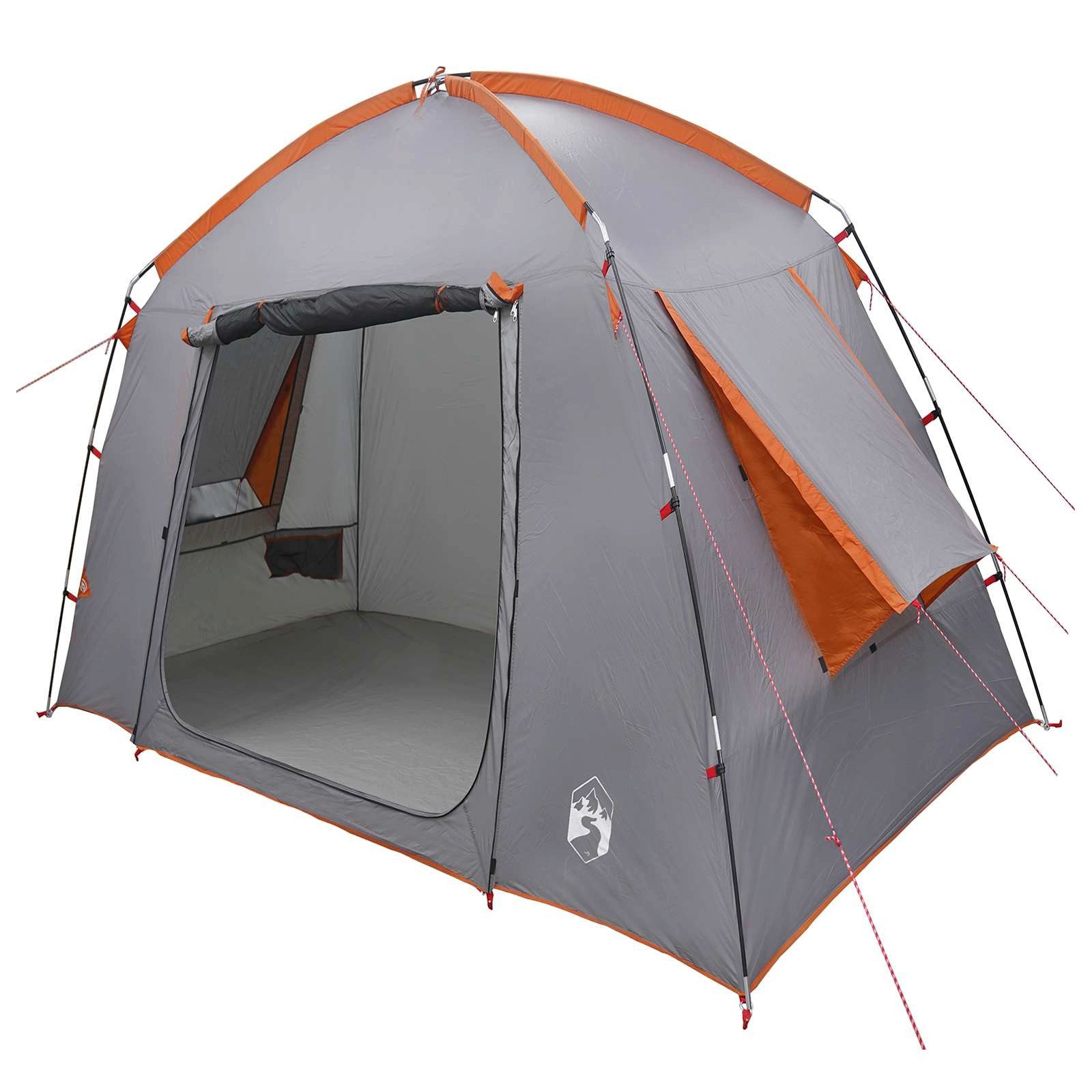 Kuppelzelt Hütten-Zelt Grau und Orange 210 x 210 x 138 cm Polyester