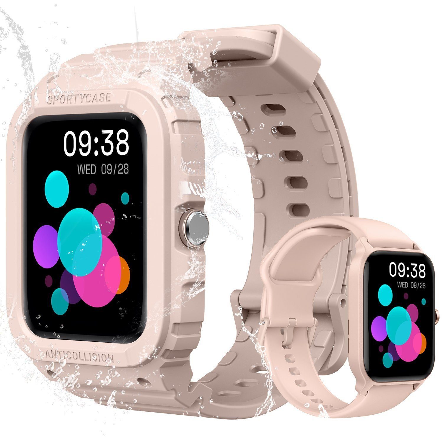 Yuede Smartwatch mit Anruffunktion, Fitness Tracker uhr mit Alexa Eingebaut Smartwatch (Quadratischer 1.8