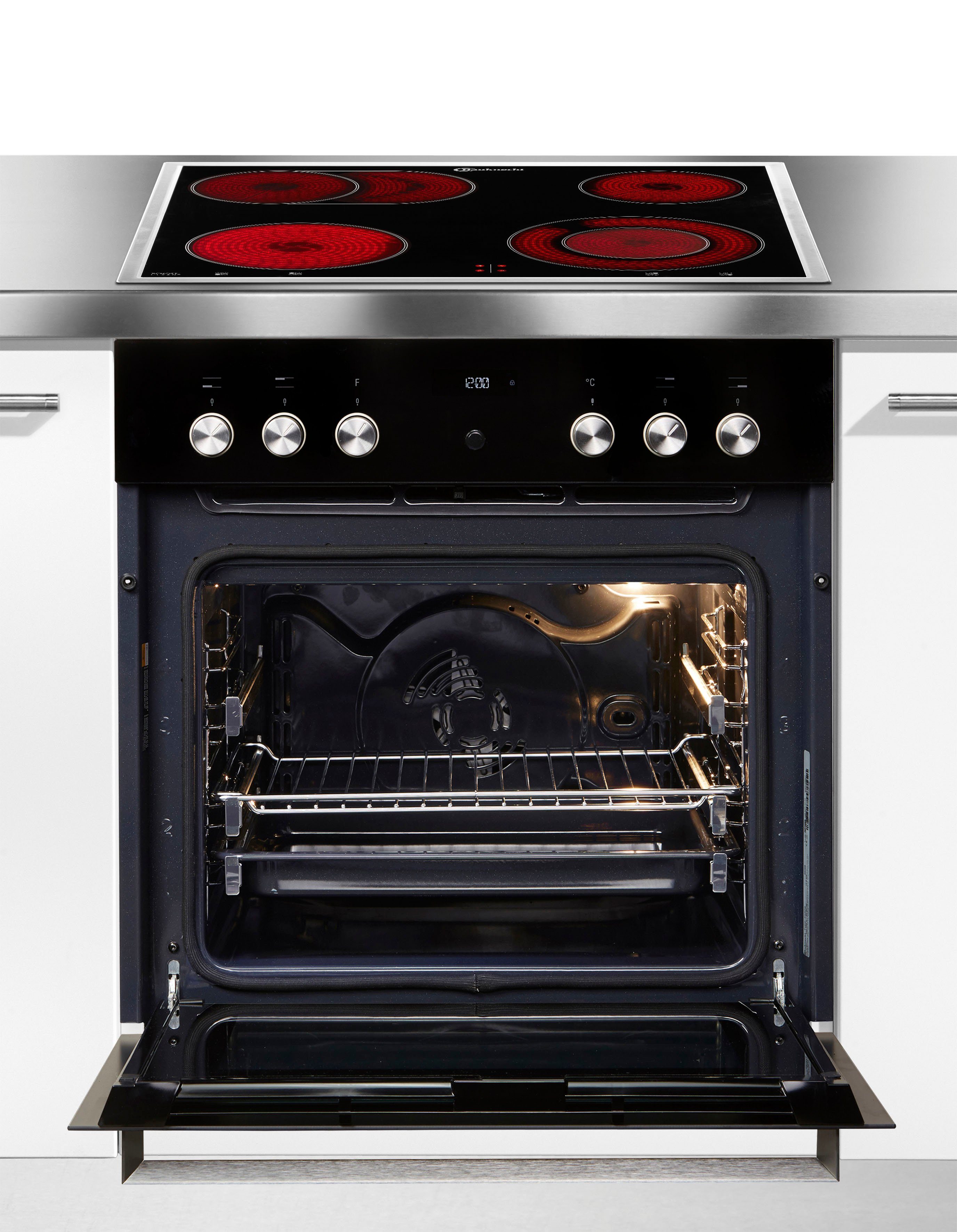 BAUKNECHT Elektro-Herd-Set HEKO PYRO 8830S, mit 3-fach-Teleskopauszug, Pyrolyse-Selbstreinigung, Pizzafunktion – knusprig und köstlich wie frisch aus dem Steinofen