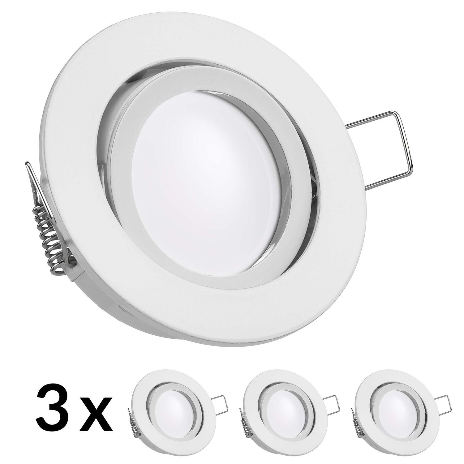 Set weiß flach Leuchtmittel Einbaustrahler in LEDANDO 5W 3er mit LED Einbaustrahler LED extra von