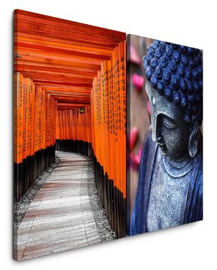Sinus Art Leinwandbild 2 Bilder je 60x90cm Shint?-Schrein Buddha Japan Kyoto Meditation innerer Frieden positive Energie