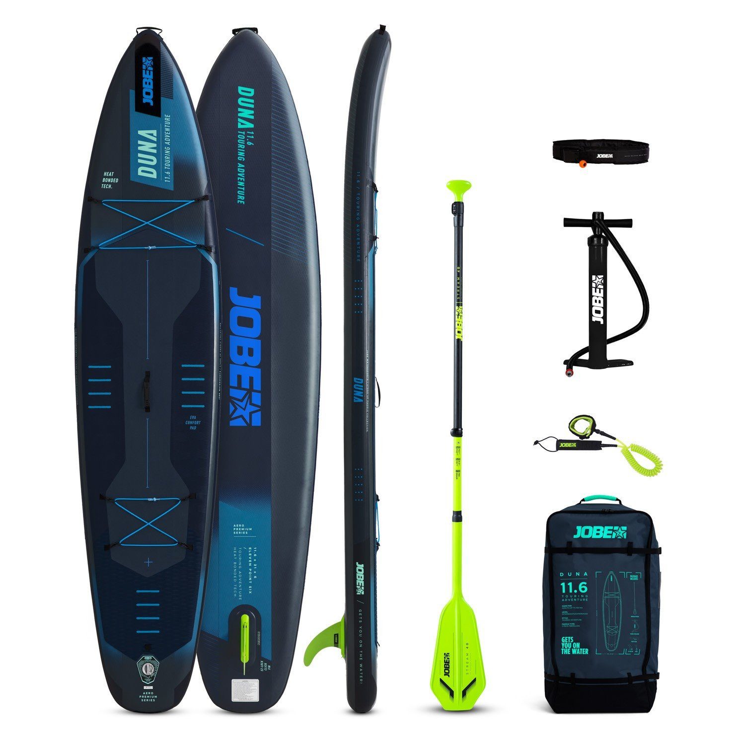 SUP-Board Jobe Aero Duna SUP Board 11.6 Paket Blau Stand up Paddle aufblasbar