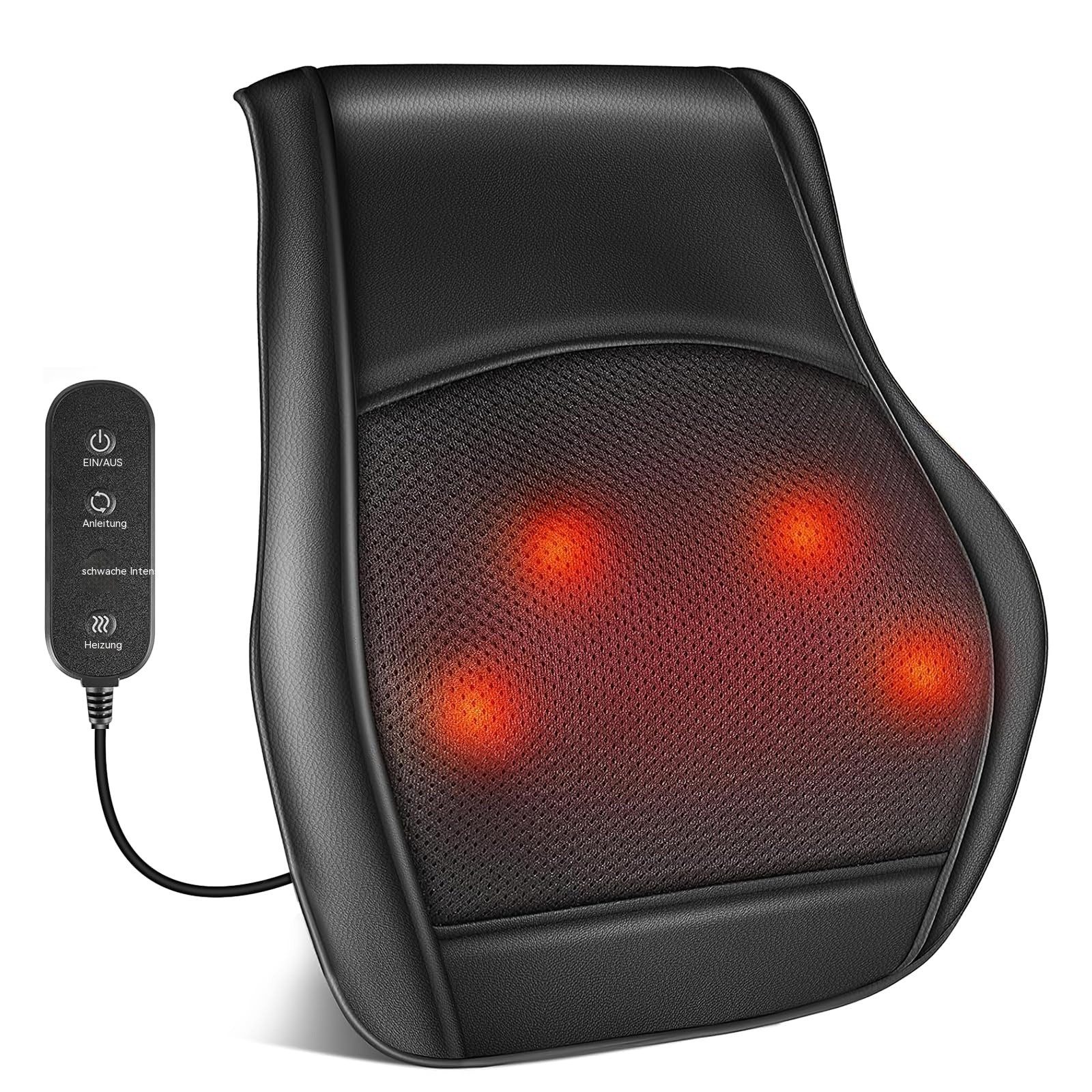 Tekoo Massagekissen Rückenmassagegerät Massagekissen mit Knetmassage & Infrarotwärme, Packung, Ergonomische Form, zuschaltbare Infrarotwärme, bidirektionale Rotation