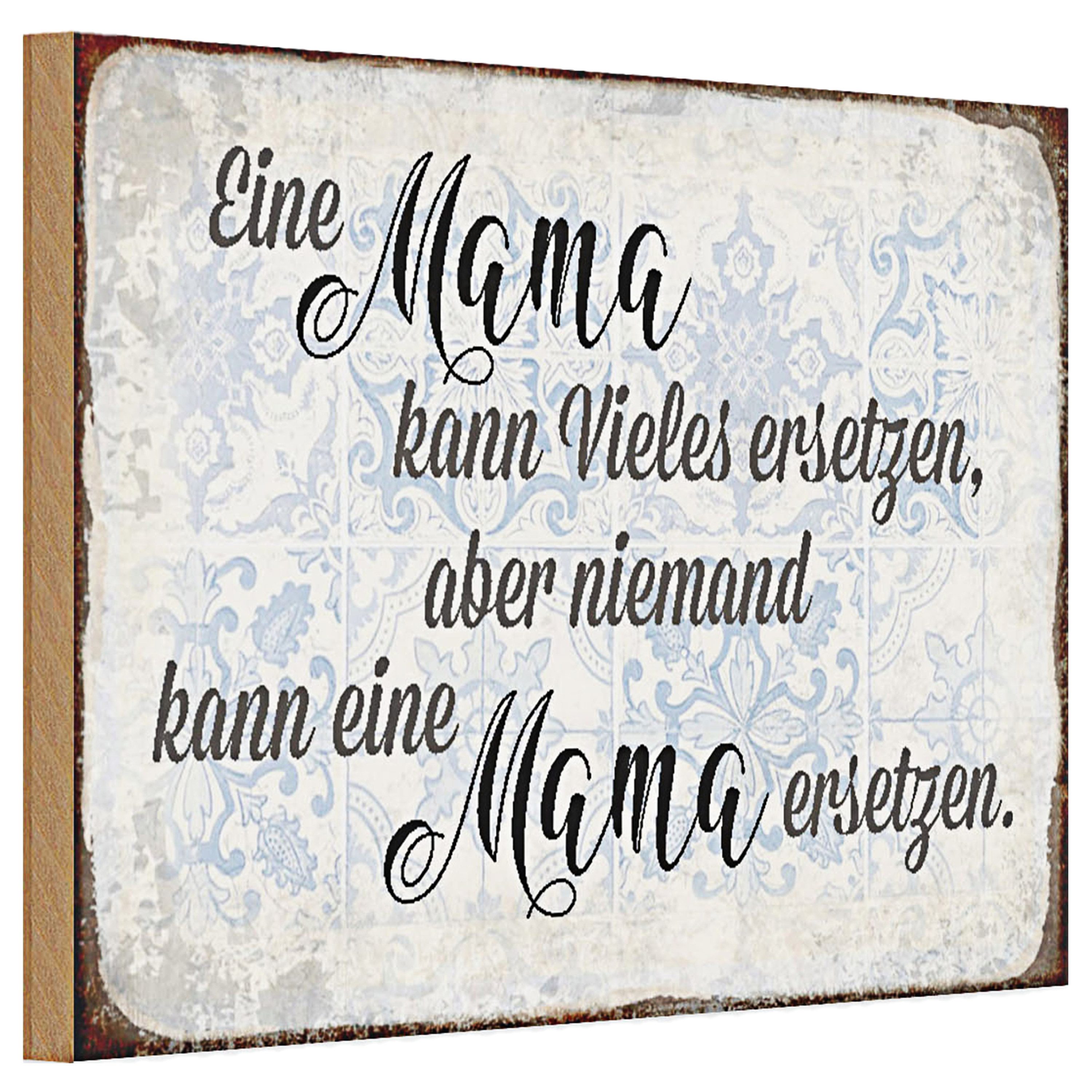 Roomando Holzbild Holzschild Spruch 30x20cm Mama kann vieles ersetzen aber
