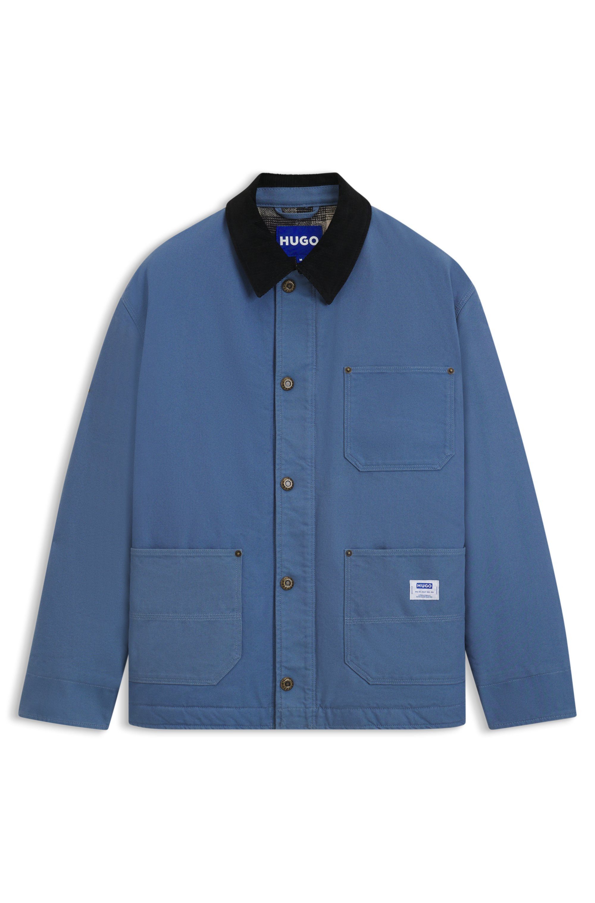 HUGO Hemdjacke Brams Cordkragen, Oversized Fit, leicht wattiert