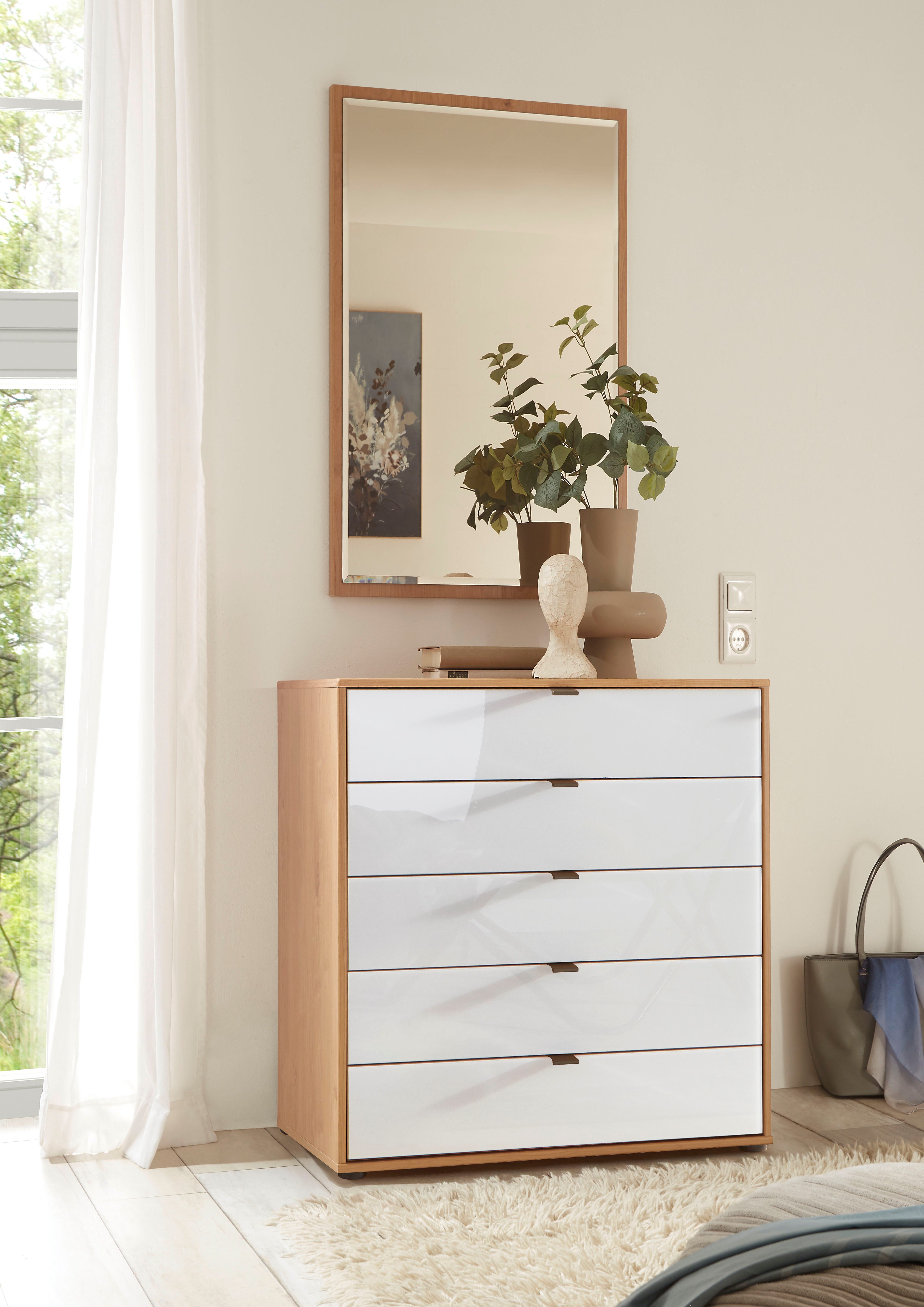 WIEMANN Schubkastenkommode Cardiff Sideboard, Wäscheschrank, teilmassiv Erle, mit Schubladen (Glas- oder Massivholzfront, verschiedene Breiten, MADE IN GERMANY), Schubkästen inklusive Selbsteinzug und Dämpfung