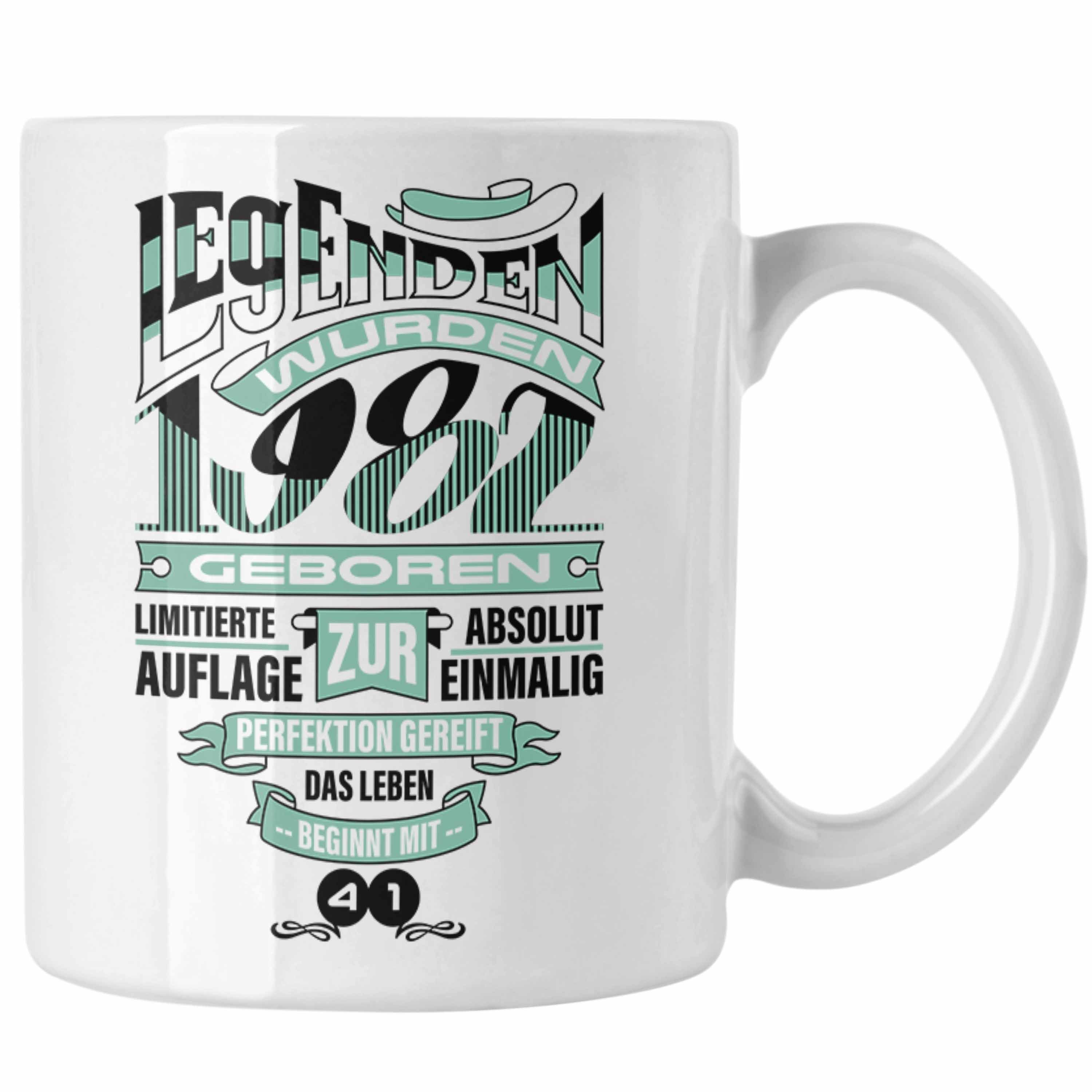 Trendation Tasse TRENDATION 40. Geburtstag Tasse Frau Mann Geschenk 40er Geschenkidee 40 Mutter Vater Weiss