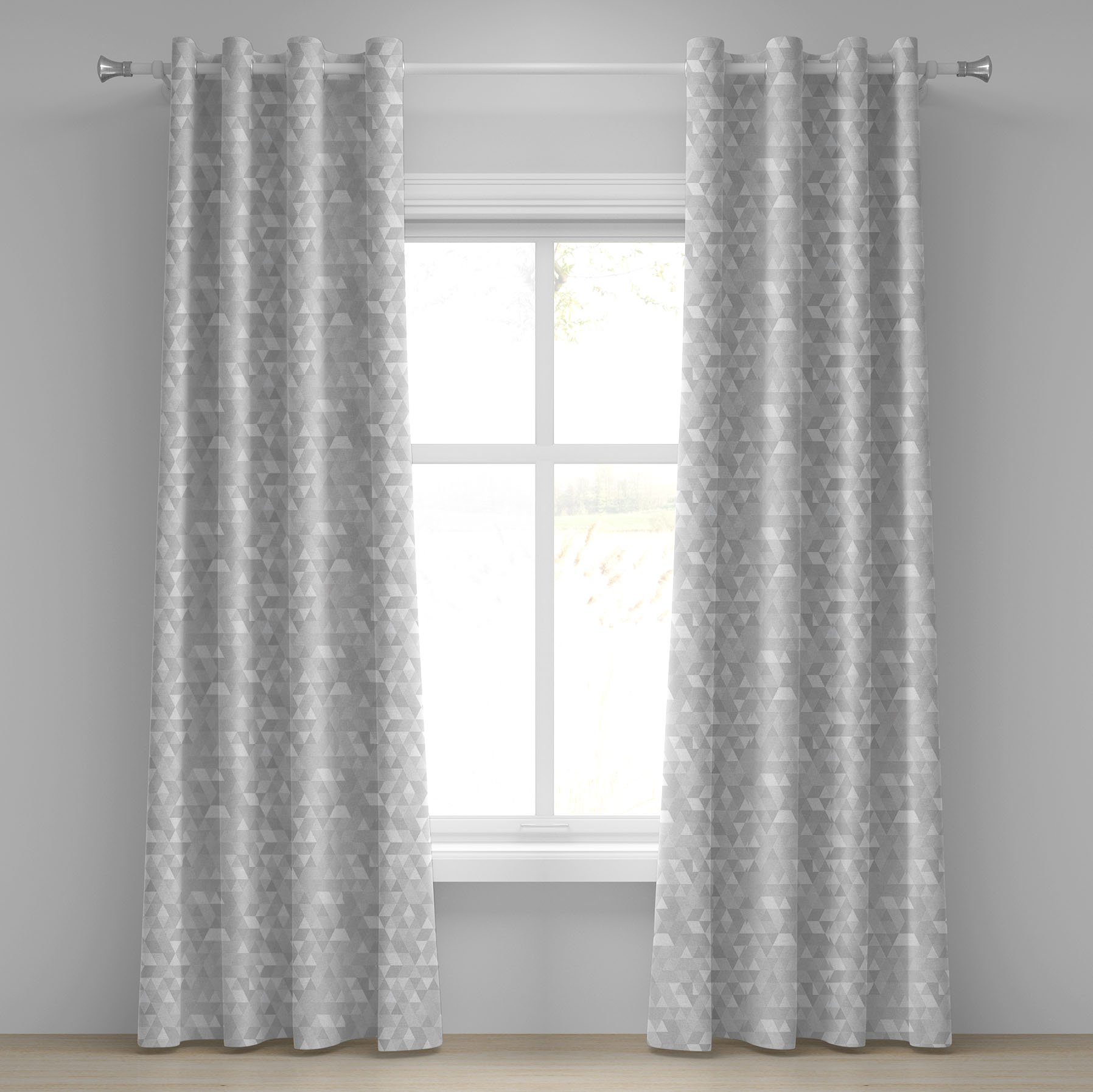 Gardine Dekorative 2-Panel-Fenstervorhänge für Schlafzimmer Wohnzimmer, Abakuhaus, Grau und Weiß Hipster Poly Effect