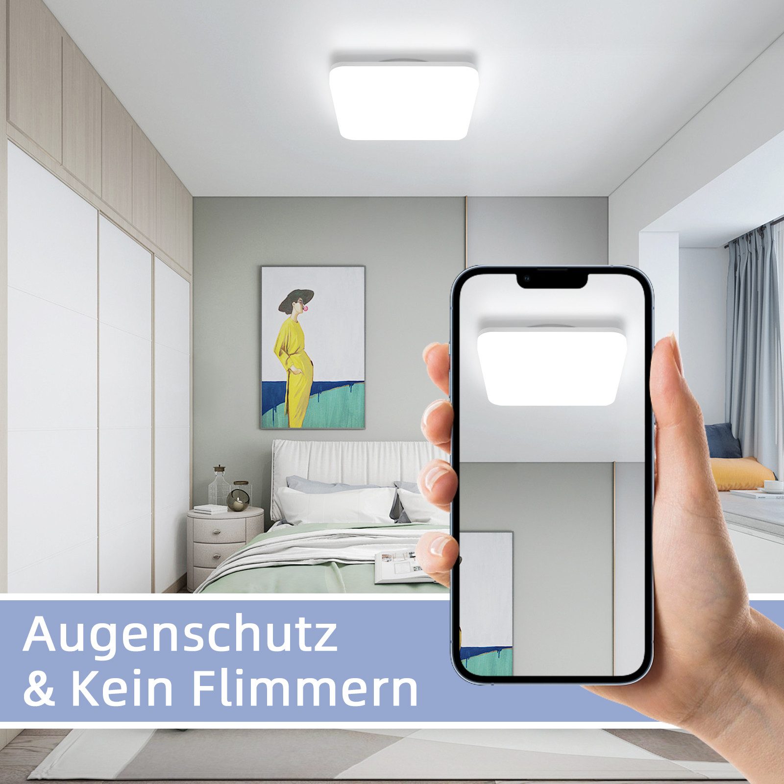ZMH LED Deckenleuchte Wohnzimmer 22CM 18W zimmerlampe Eckig Schlafzimmer Kü günstig online kaufen
