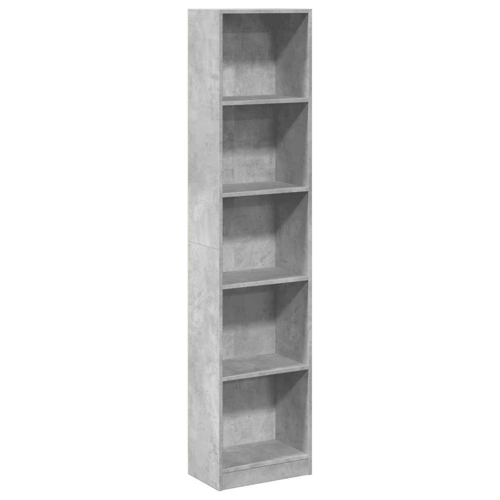 vidaXL Bücherregal Bücherregal Betongrau 40x24x176 cm Holzwerkstoff, 1-tlg.