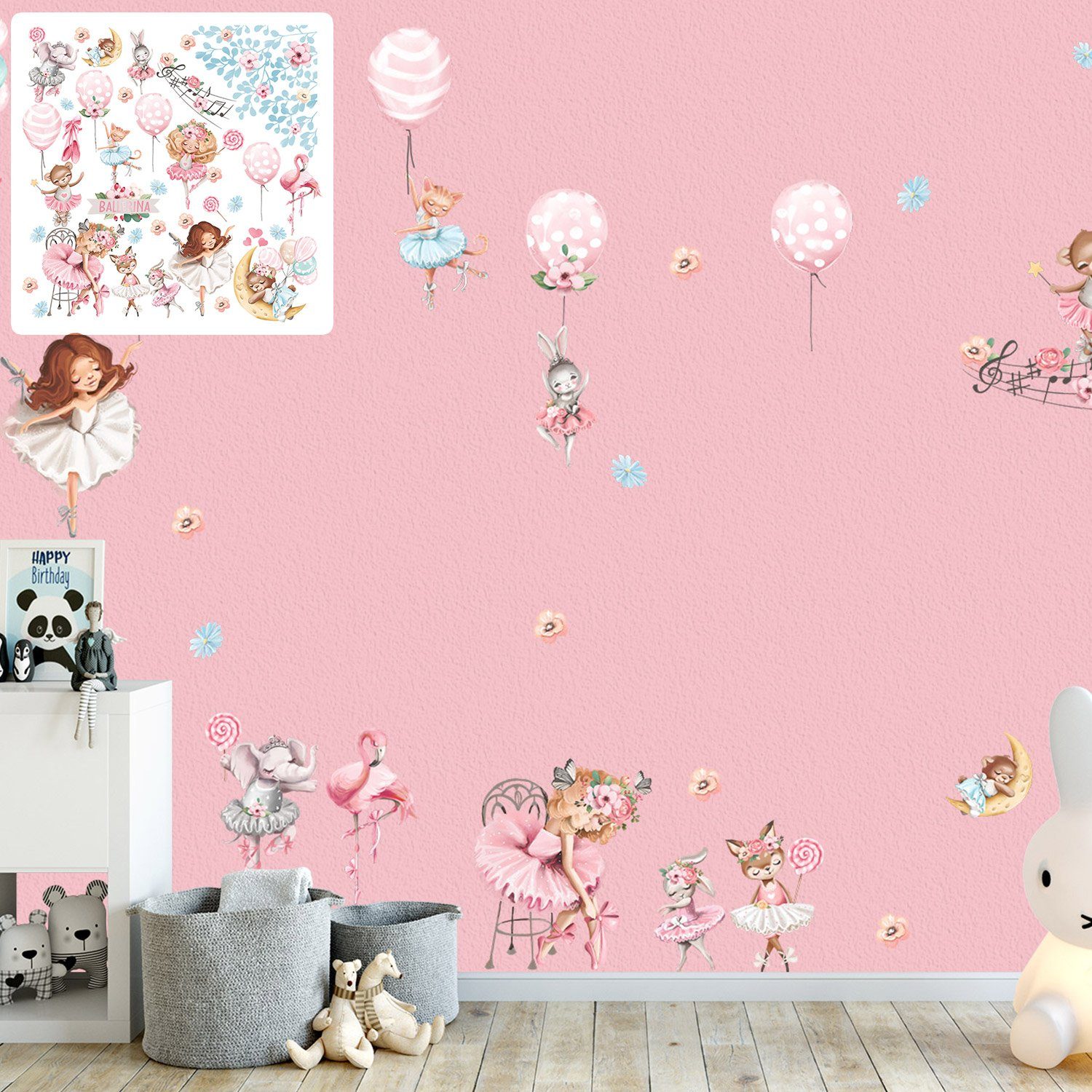 Wandtattoo XXL Wandtattoo Ballerina Set Kinderzimmer Aufkleber
