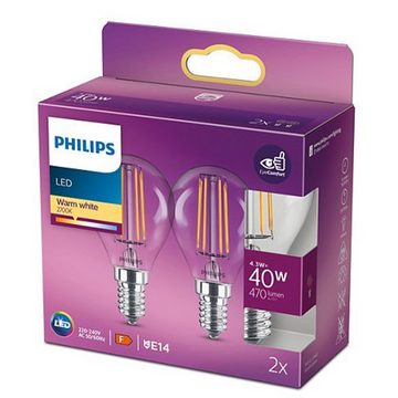 Philips LED-Leuchtmittel 2ER PACK E14 LED TROPFEN LAMPEN, E14