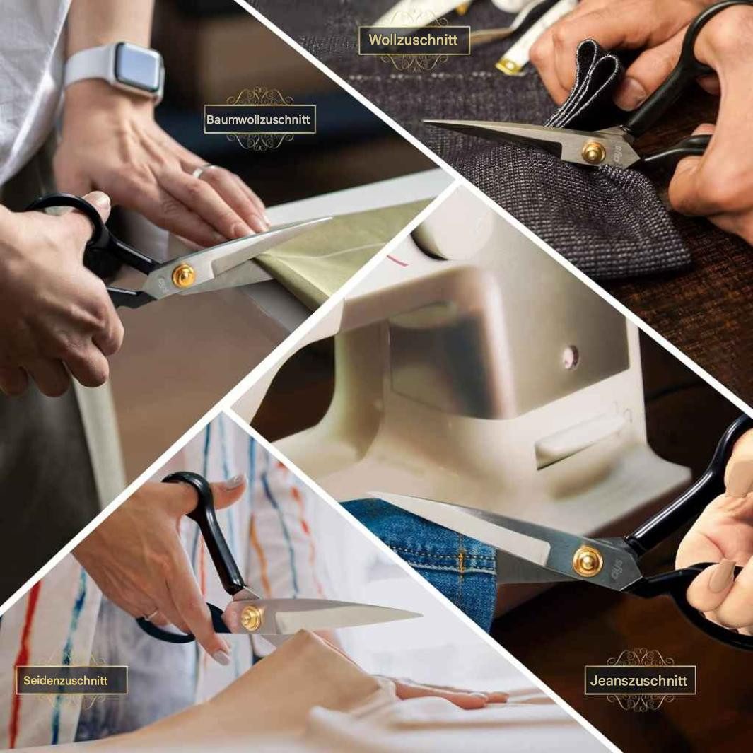 Montegoni Stoffscheren 8" 20.32 cm Schneiderschere profi Stoffschere, (Textilschere, scissors, nähzubehör, mit Fadenschneider und Schneidermaßband, Stilvolle Geschenkverpackung), Rostbeständig & langlebig, Ergonomische Soft-Grip