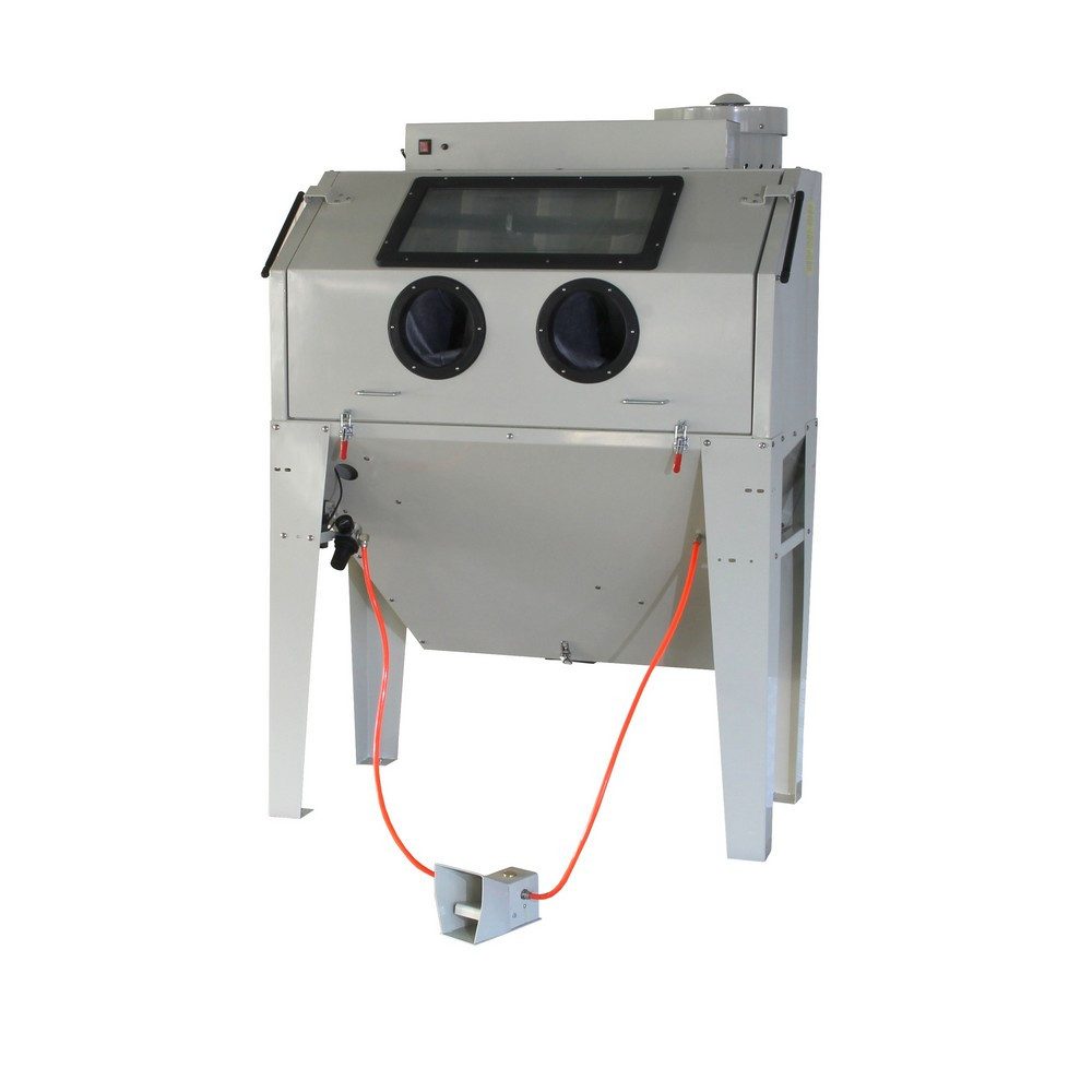 DeTec. Sandstrahlkabine 420l mit Fußpedal und Absaugung, 420 Liter mit Beleuchtung, 420,00 l, max. 8 bar