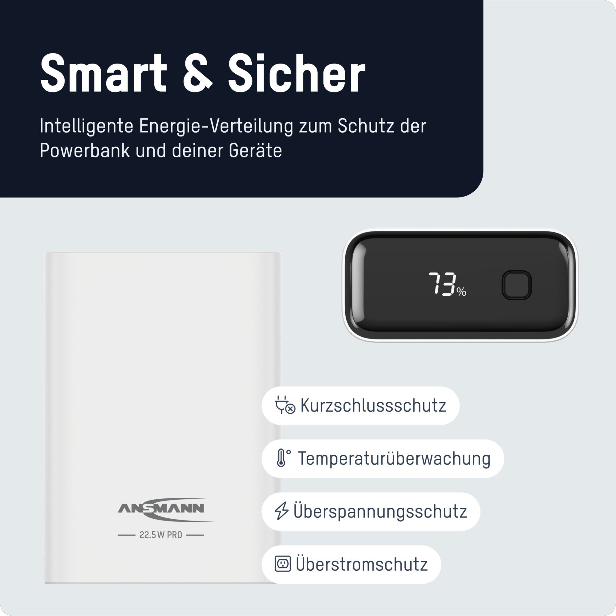 ANSMANN AG Powerbank 22,5 W PB322PD - Externer Akku mit 20.000 mAh Powerbank