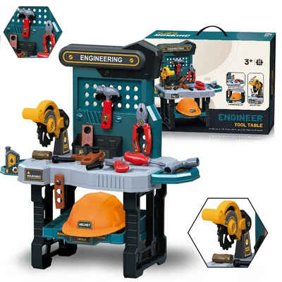 COIL Kinder-Werkzeug-Set Kleinkind-Werkzeugbank-Set, Kinder-Werkzeug-Set, (37-tlg., Ingenieurshelm), für Jungen und Mädchen im Alter von 3–5 Jahren