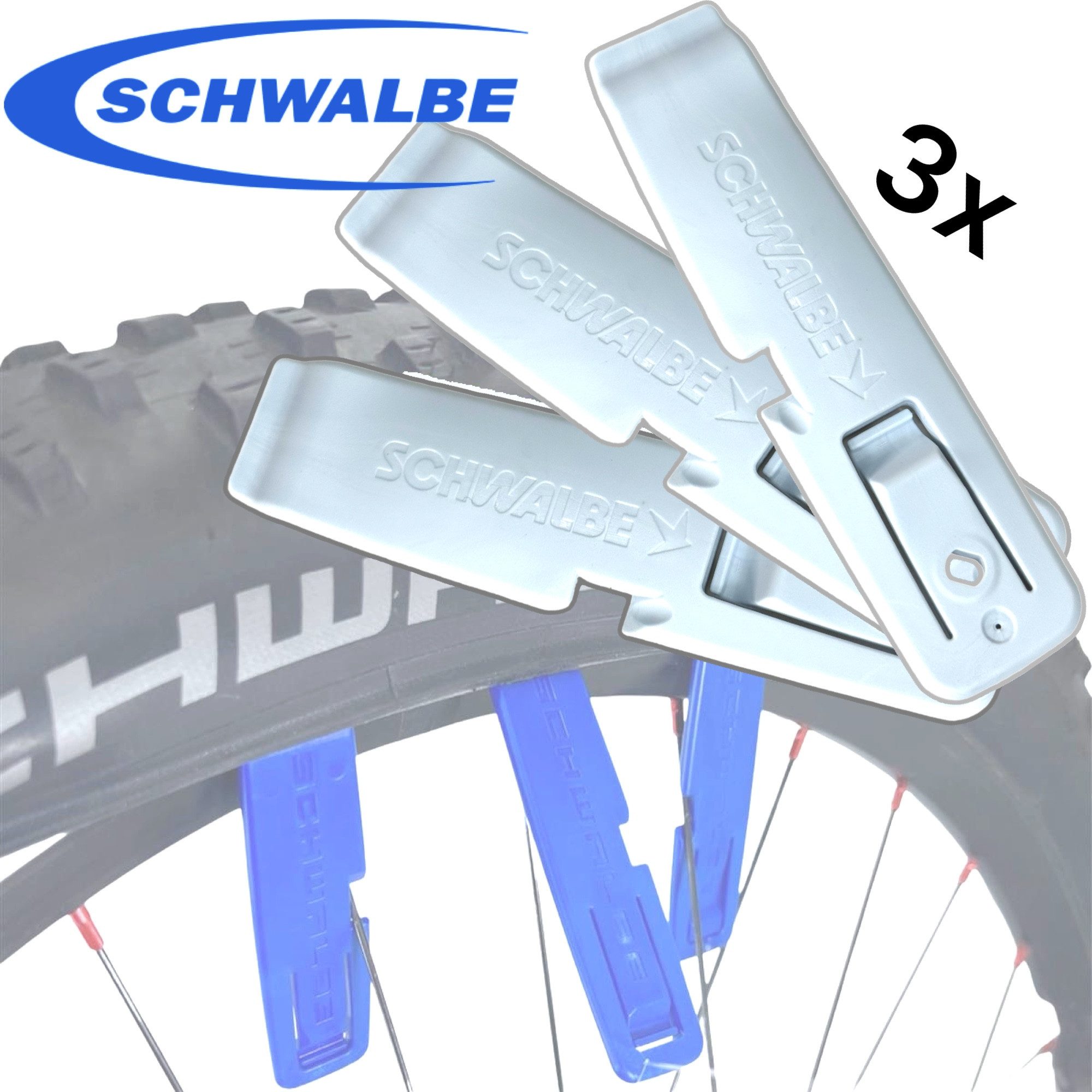 Schwalbe Fahrradreifen Schwalbe Fahrrad Reifenheber Montage Hebel 3er Set Werkzeug hell blau
