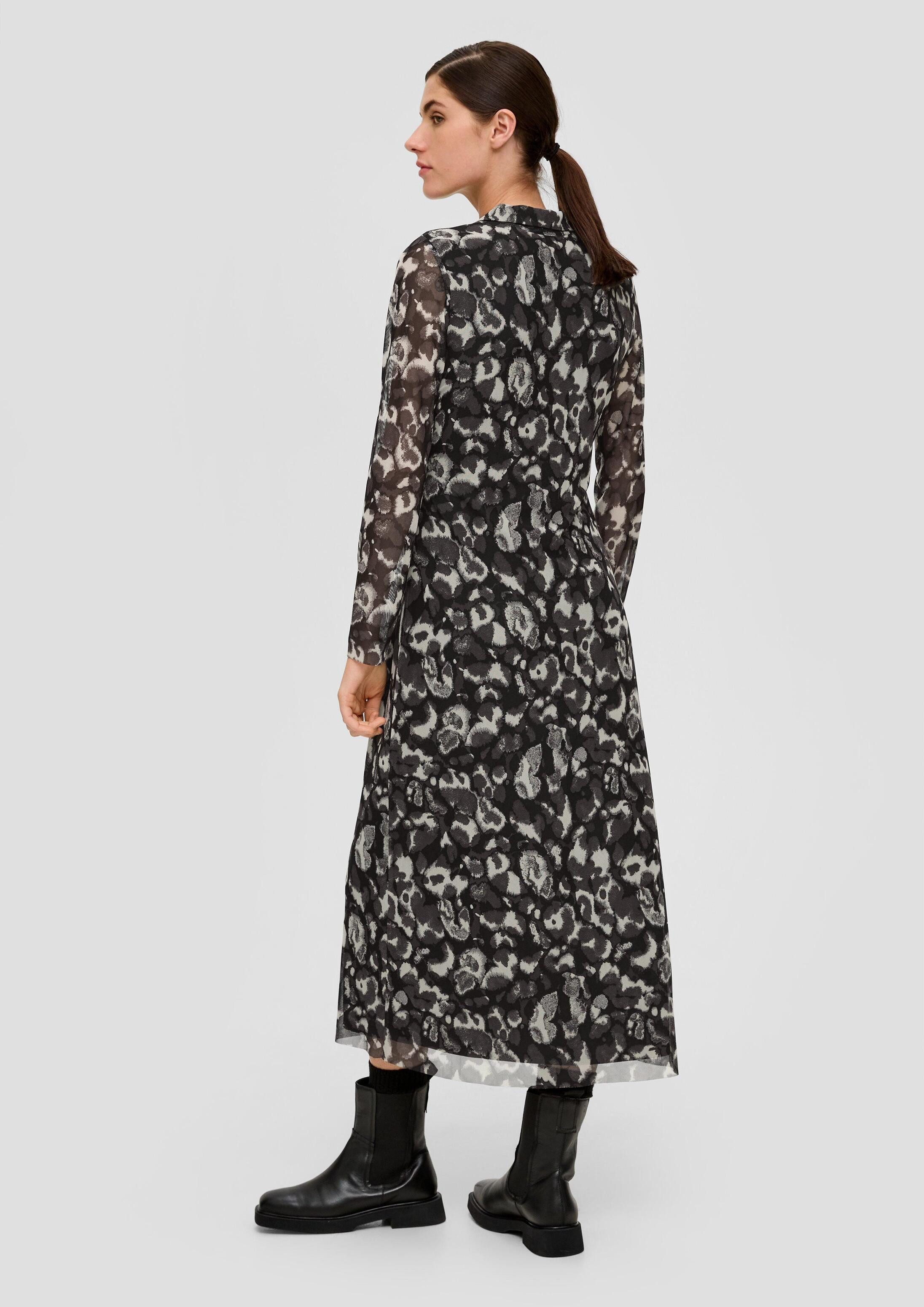 s.Oliver Midikleid Kleid Hemdblusenkleid aus Mesh