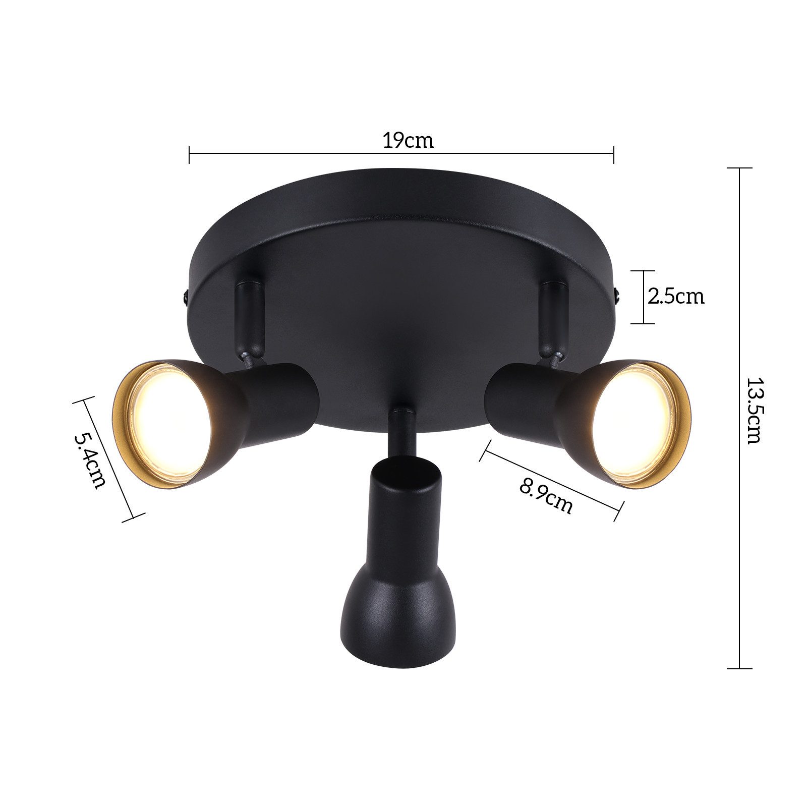 ZMH Deckenstrahler 2/3/4 Flammig-GU10 Deckenlampe 350° Drehbar für Wohnzimmer Küche, ohne Leuchtmittel, Modern Design Strahler Innen GU10 Deckenspots – Bild 3 von 5
