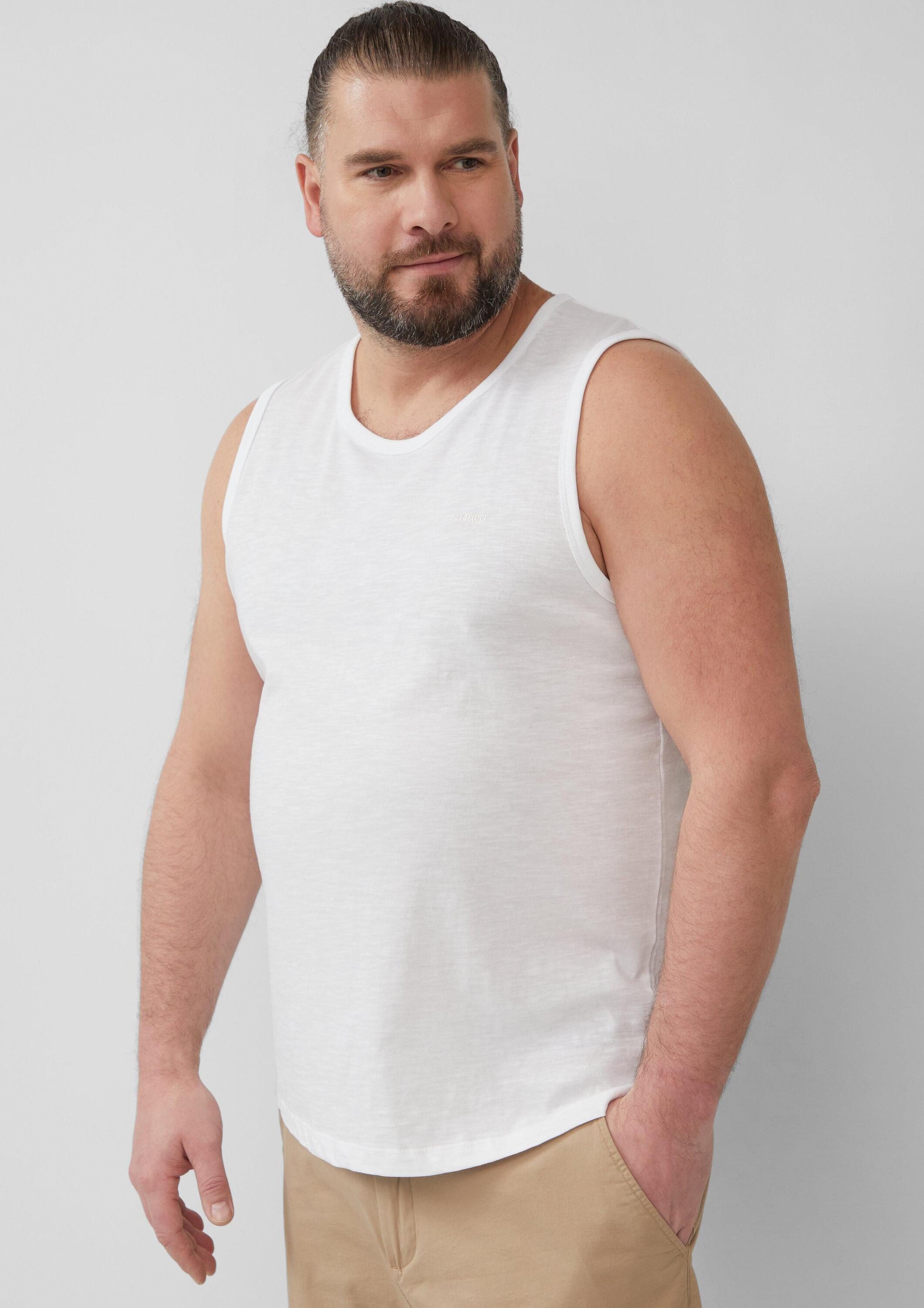 s.Oliver Muskelshirt T-Shirt Tanktop mit Flammgarnstruktur und Logo günstig online kaufen