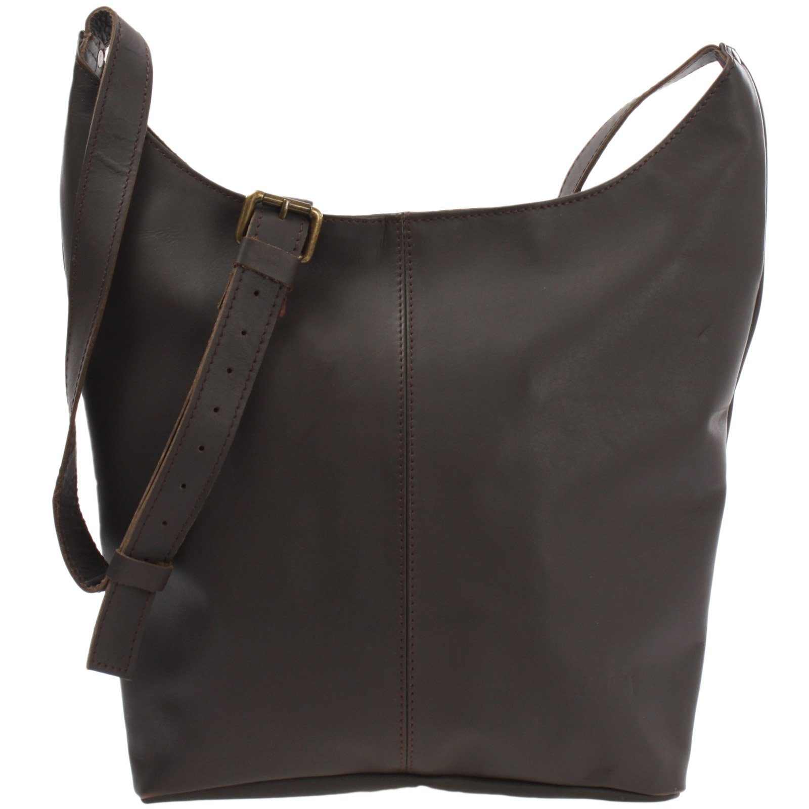 LECONI Schultertasche große Umhängetasche Beuteltasche Damentasche Shopper Echt Leder LE0055, Echtleder – Reißverschlussfach innen & außen – 34×34×11 cm
