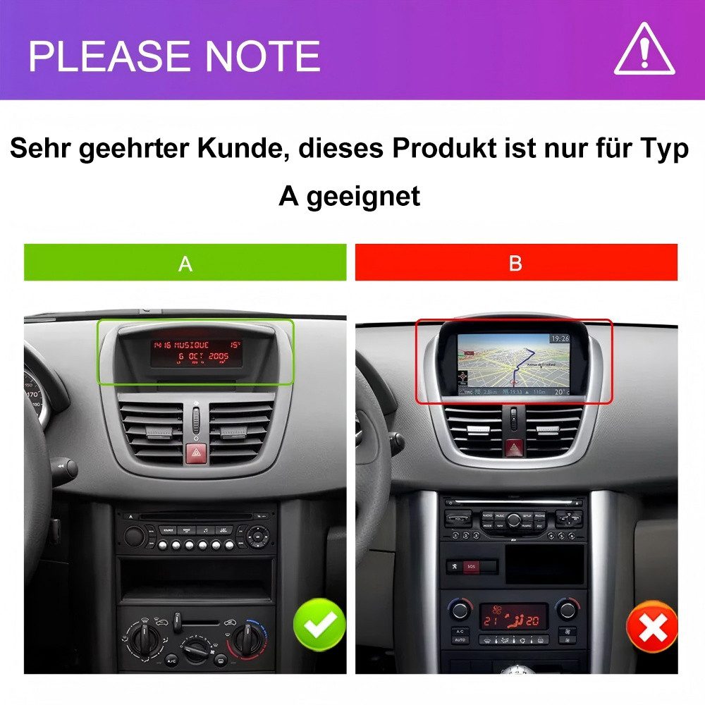 ESSGOO Für Peugeot 207 CC Carplay Navi WiFi Bluetooth Autoradio (RDS, Digitalradio (DAB), FM, AM)