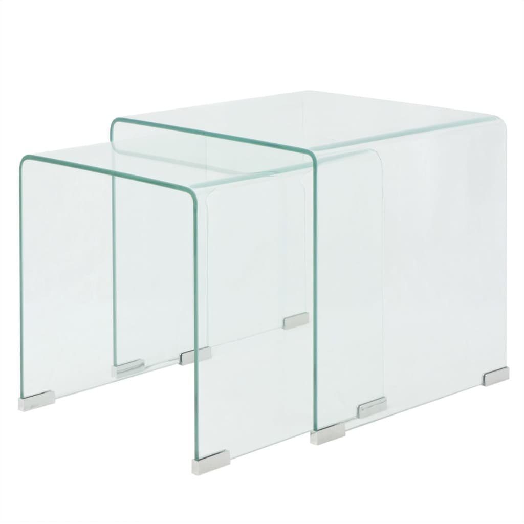 Glas Transparent gehärtetem vidaXL Zweiteiliges Transparent aus Transparent | Satztisch-Set (2-St) Couchtisch