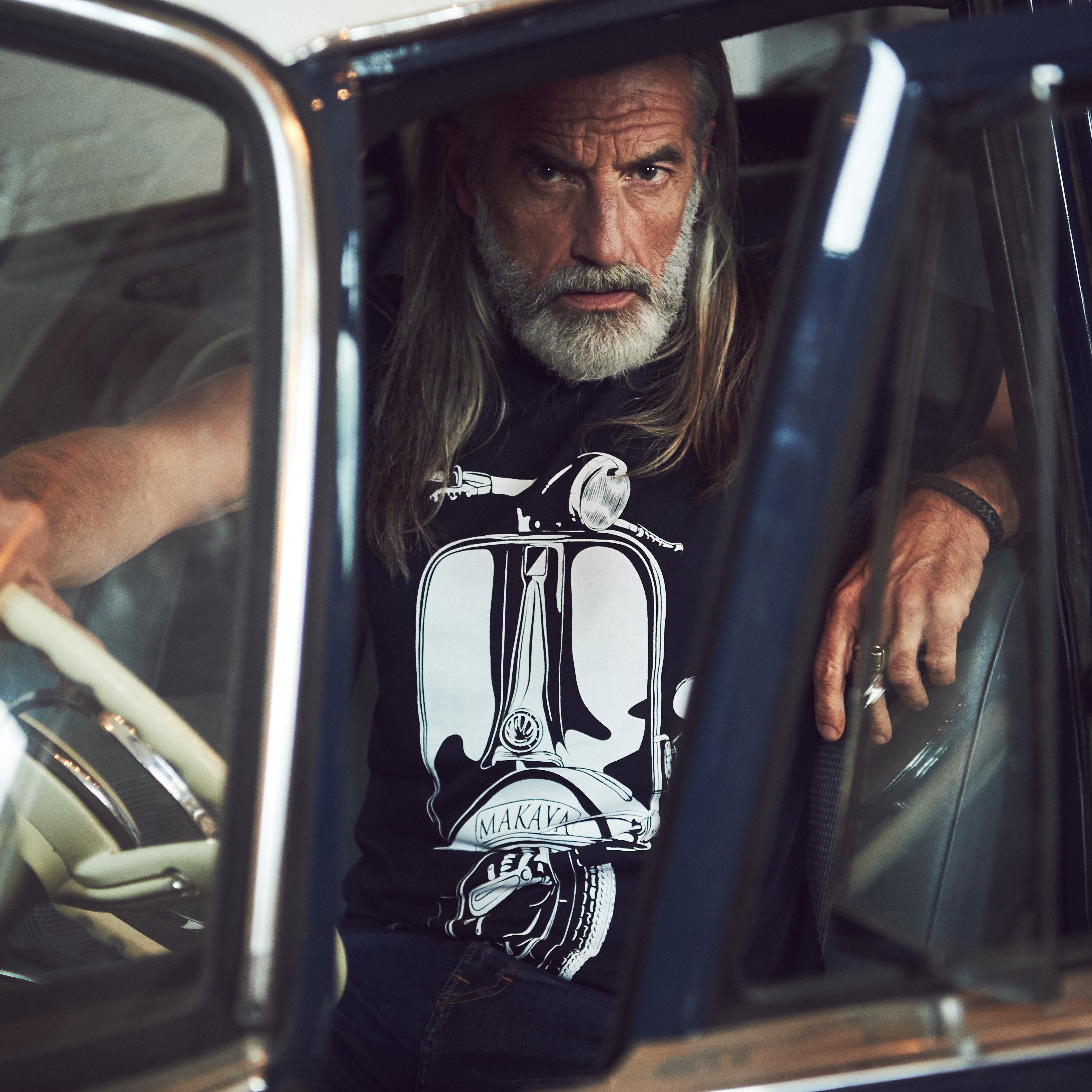 MAKAYA T-Shirt Herren Vintage Hippie Roller günstig online kaufen