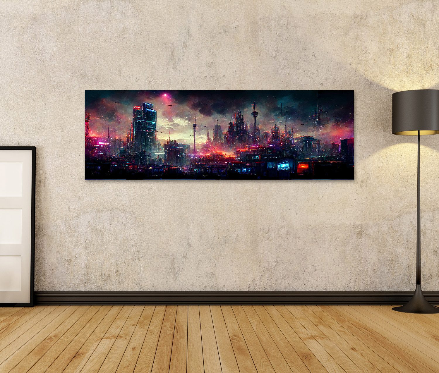 islandburner Leinwandbild Cyberpunk Stadt Landschaft Bilder günstig online kaufen