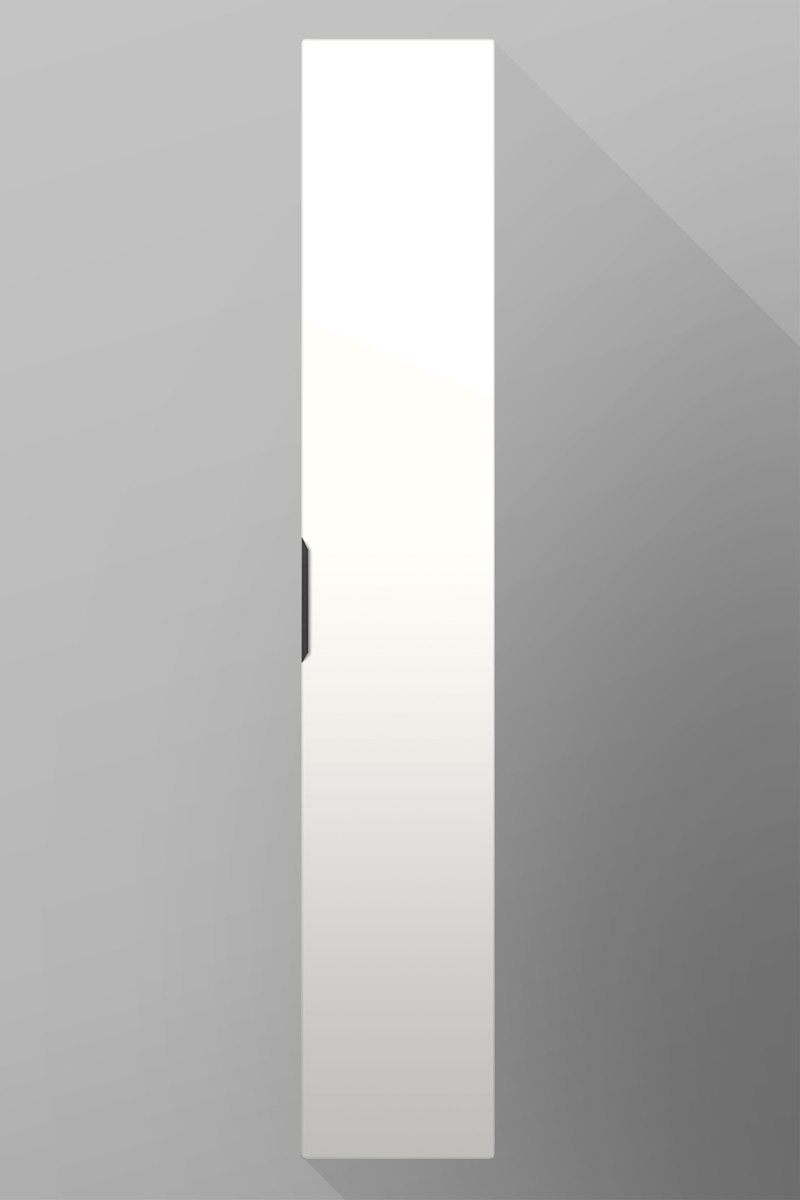 Badezimmerschrank (Matt) breit 1 hoch 180 Weiß 40 Hochschrank badselekt Tür Winkelgriff wandhängend cm mit 5 Einlegeböden cm mit und