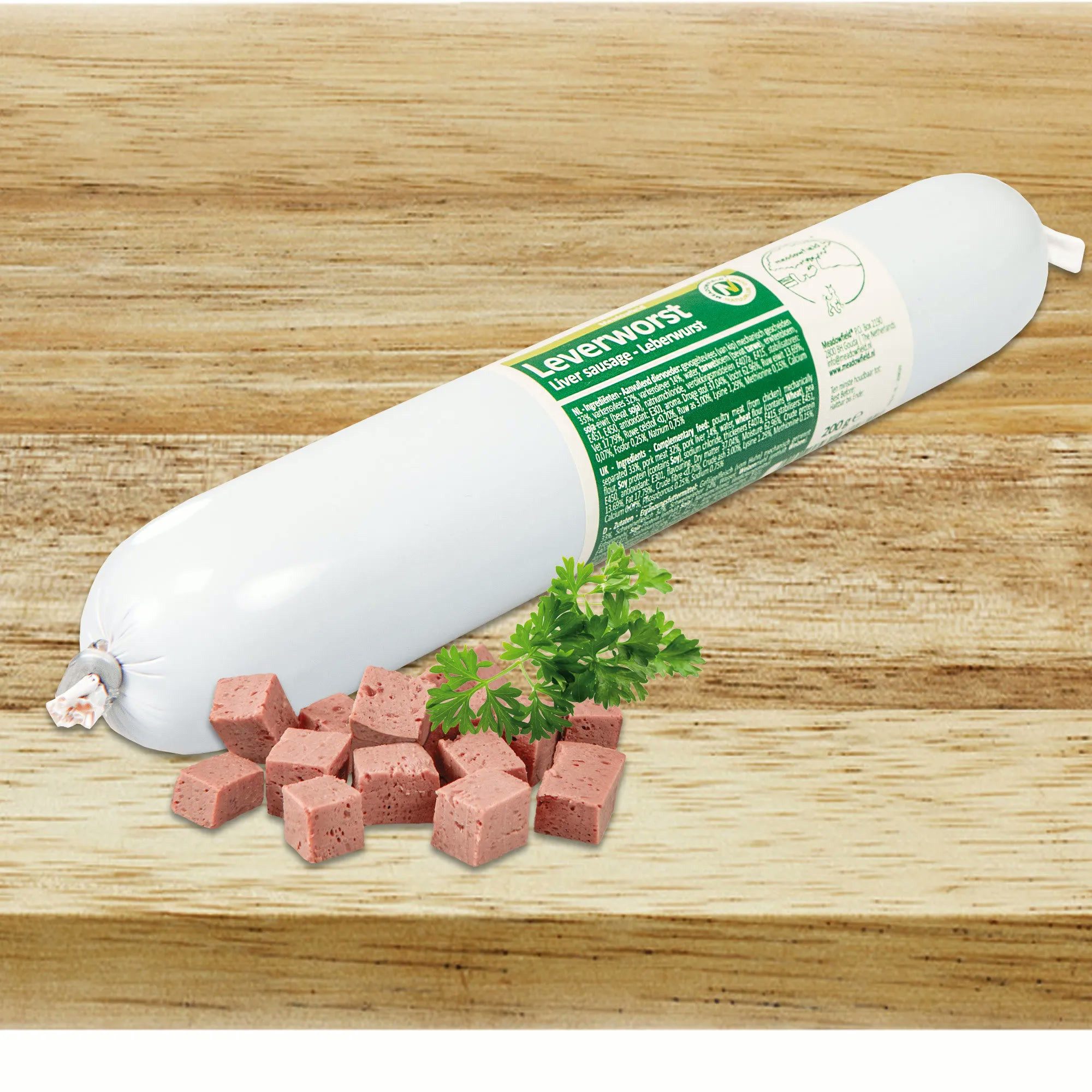 Meadowfield Hundewurst mit viel Leber Leberwurst, Nassfutter für: Hunde, Katzen, ohne überflüssige Gewürze, nur minimaler Salzgehalt