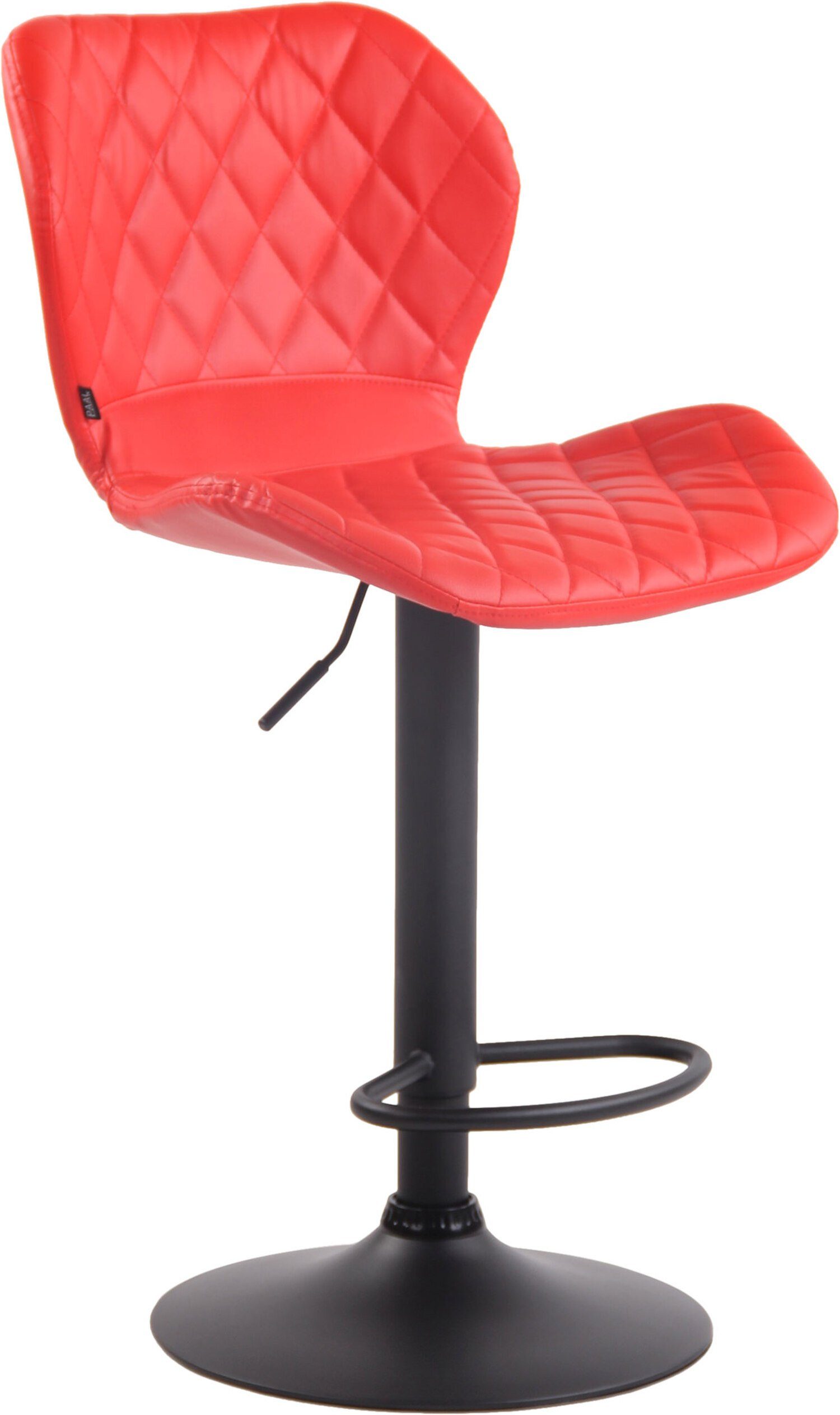 TPFLiving Barhocker Cora mit 360° Sitzfläche: Gestell (Barstuhl Hocker - angenehmer Rückenlehne und Kunstleder & Rot bequemer schwarz und Fußstütze drehbar - höhenverstellbar), für Metall Theke Küche