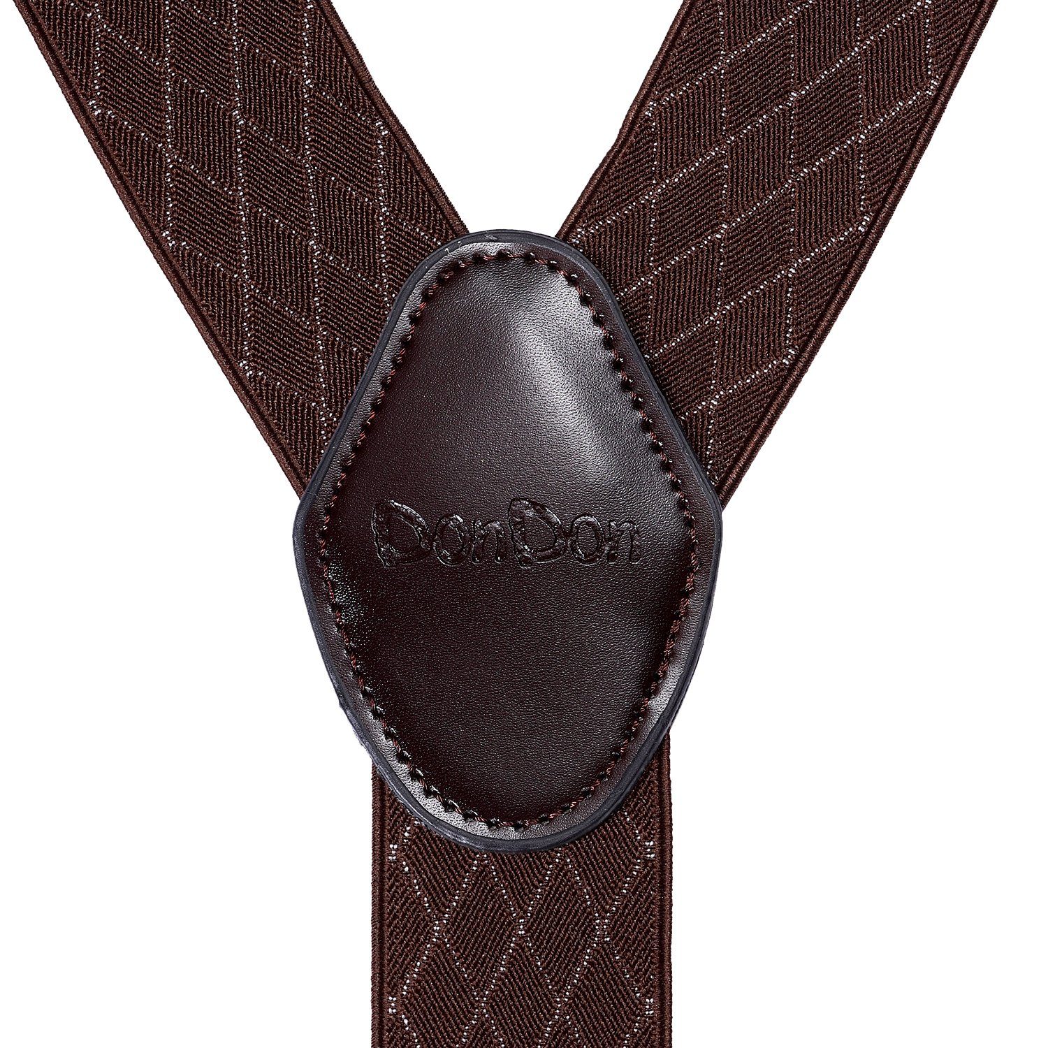 DonDon Hosenträger für Herren 3,5 cm breit 4 Clips mit braunem Leder längenverstellbar (1-St) Y-Form, verstellbar mit Clipverschluß, elastisch – Bild 4 von 5