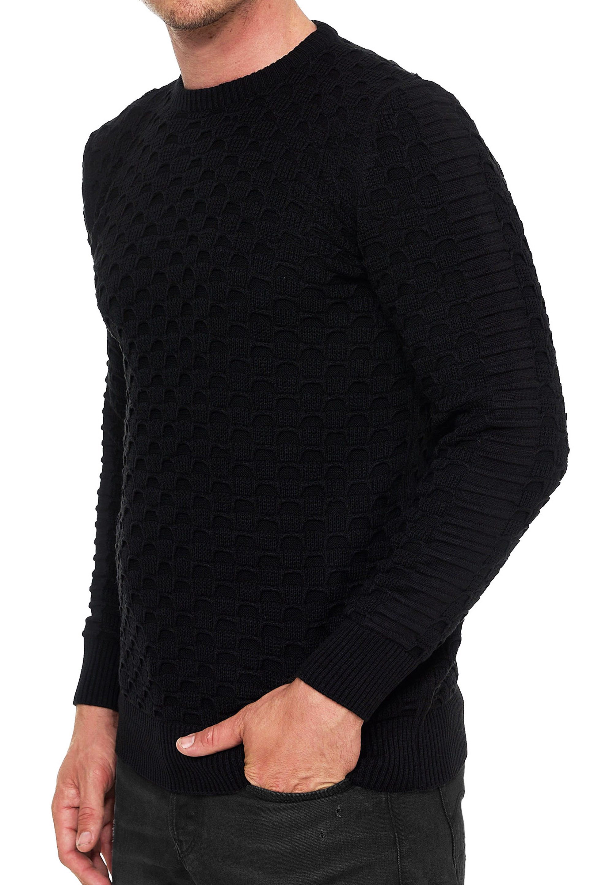 Rundhalspullover Herren Strick Pullover Einfarbig Langarm Rundhals Strickpullover