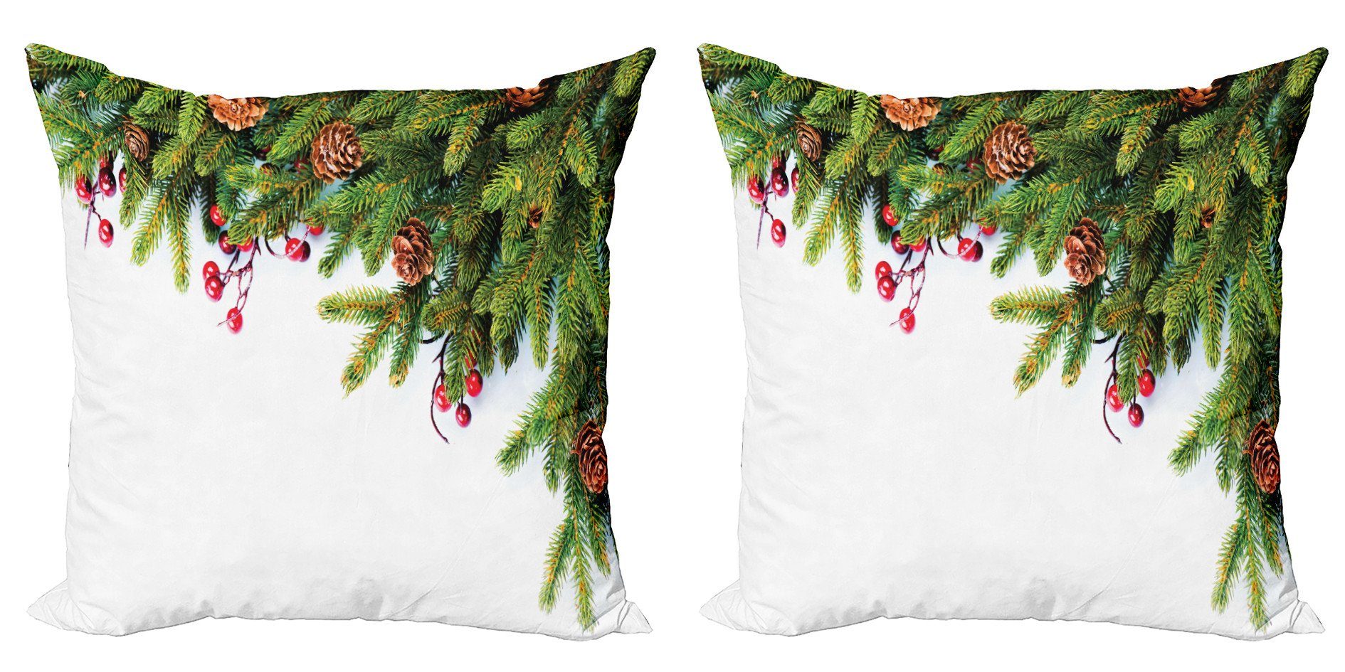 Kissenbezüge Modern Accent Doppelseitiger Digitaldruck, Abakuhaus (2 Stück), Weihnachten Baum-Zweig Kegel | Kissenbezüge