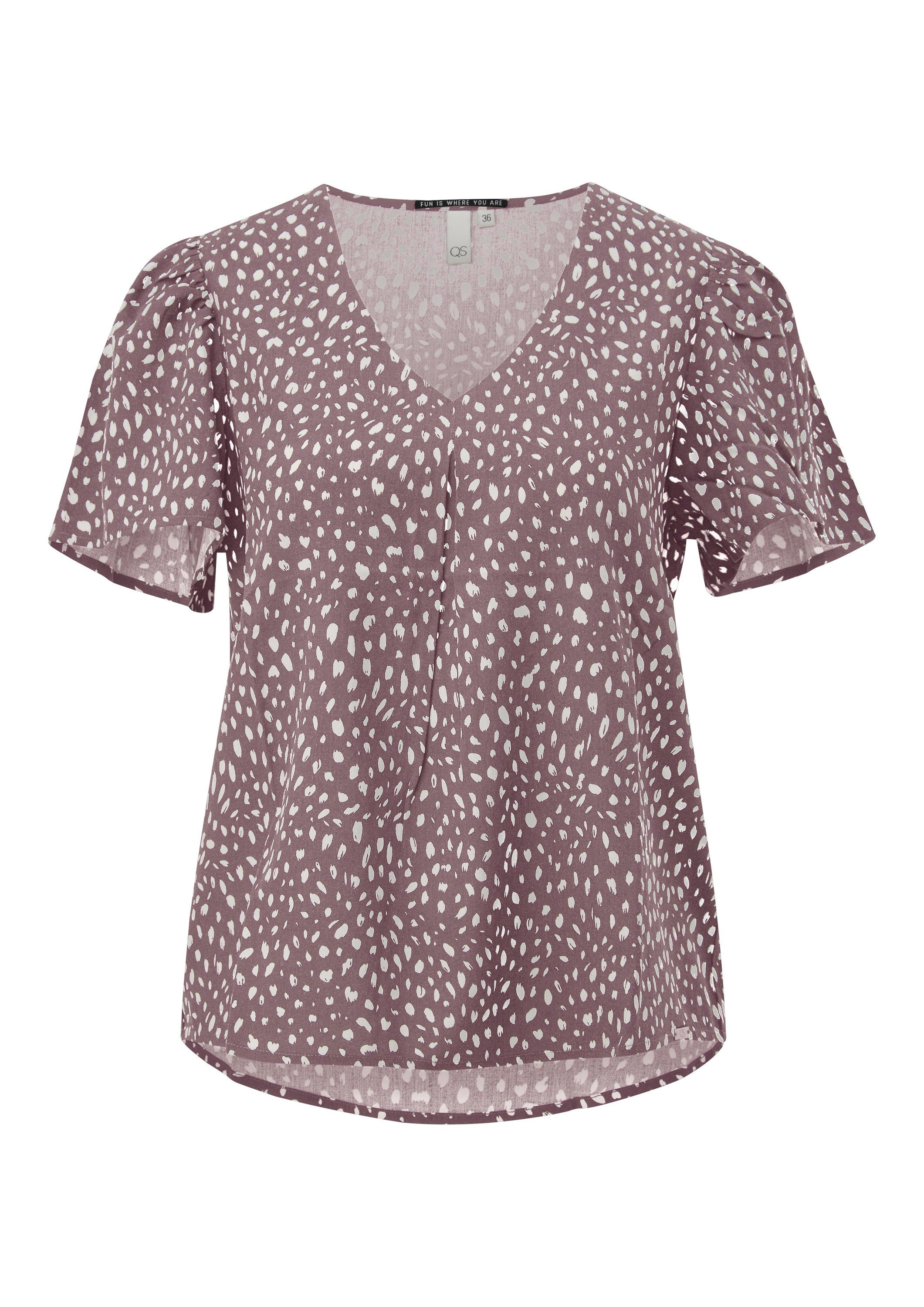 QS Kurzarmbluse Bluse Viskose Bluse mit All-over-Print günstig online kaufen
