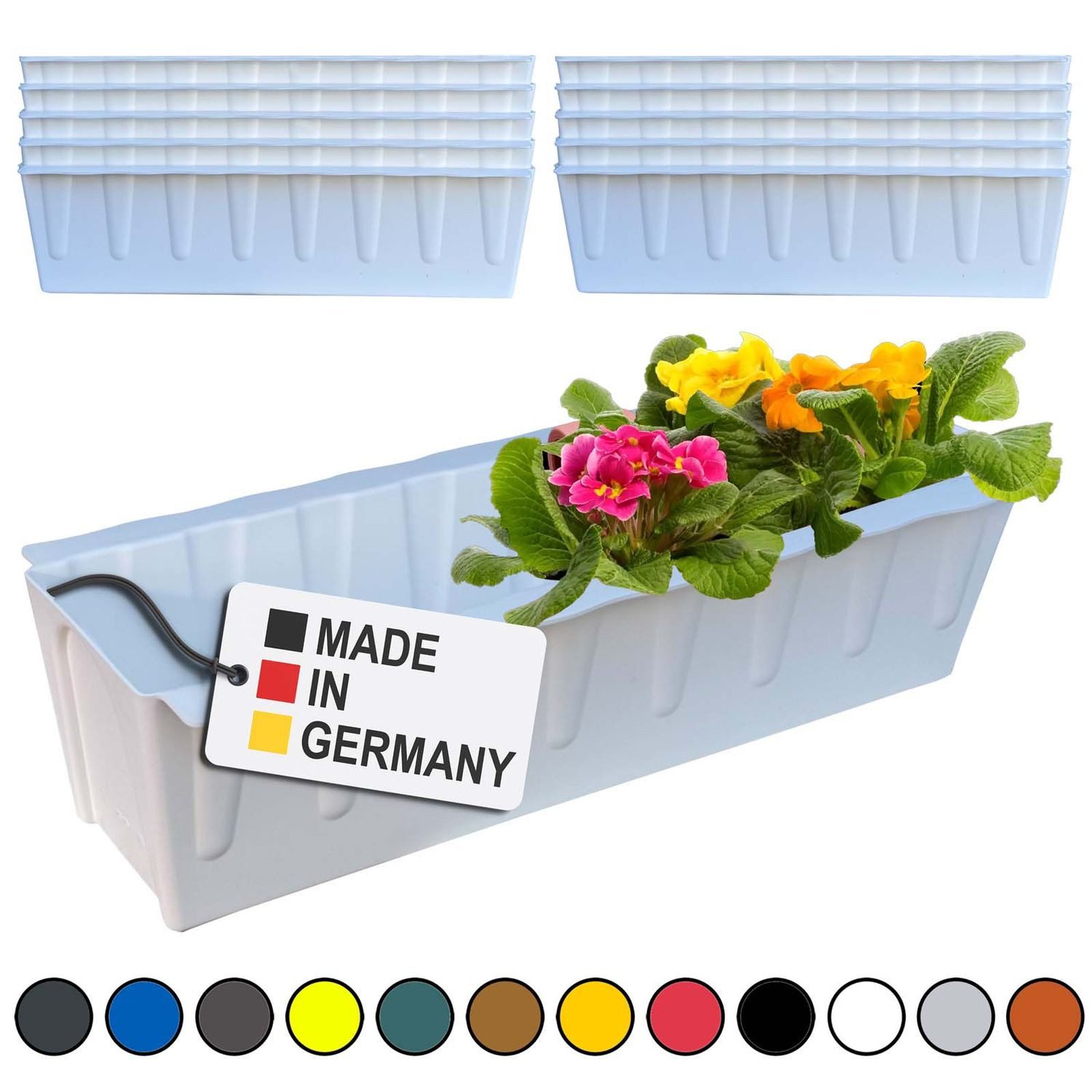 BURI Blumenkasten Blumenkasten Europaletten 10er-Set Weiß Pflanzkasten Balkonkasten
