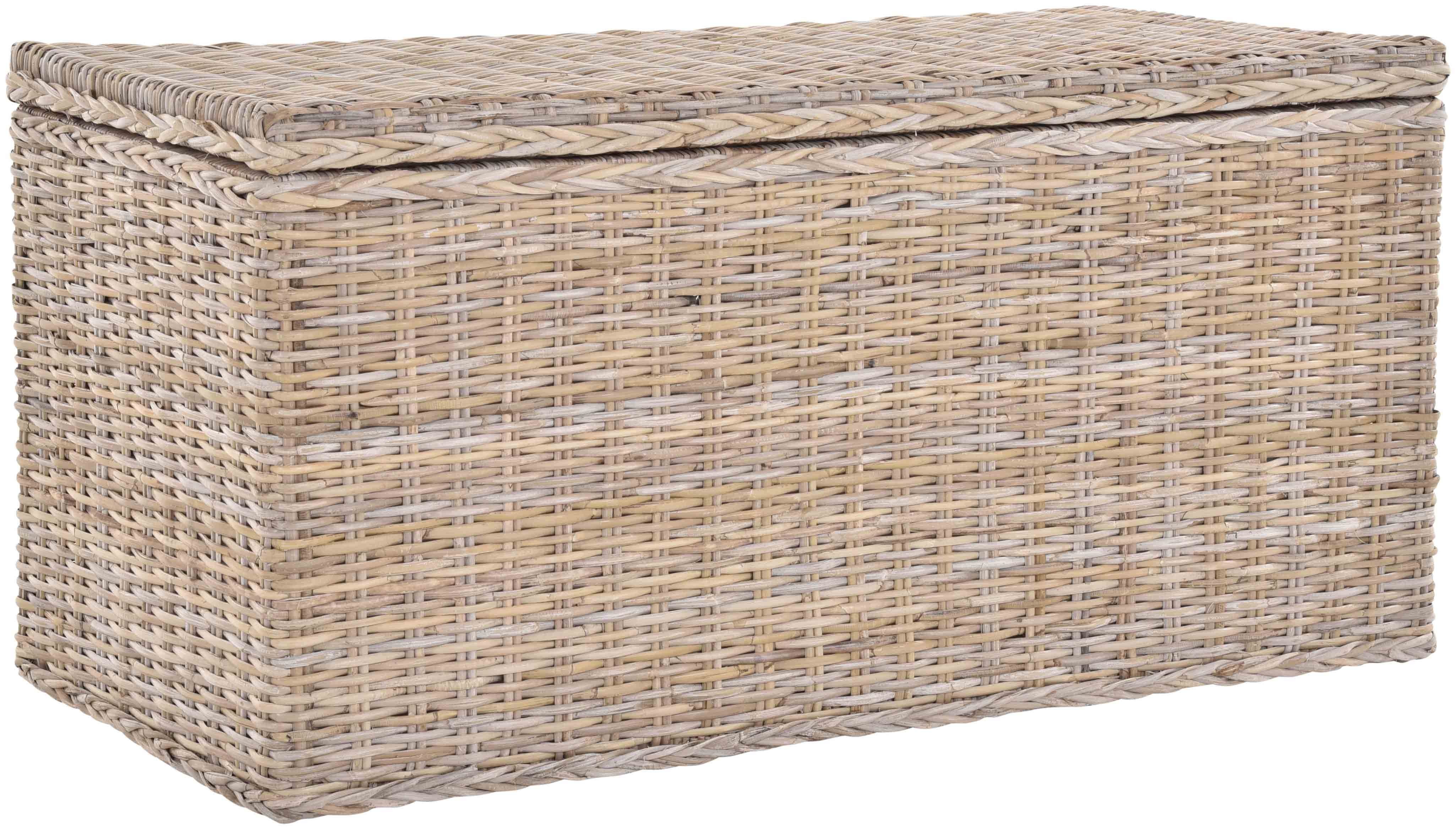 Krines Home Truhe Große Rattantruhe MAX Wäschetruhe mit Deckel Natur Rattan günstig online kaufen
