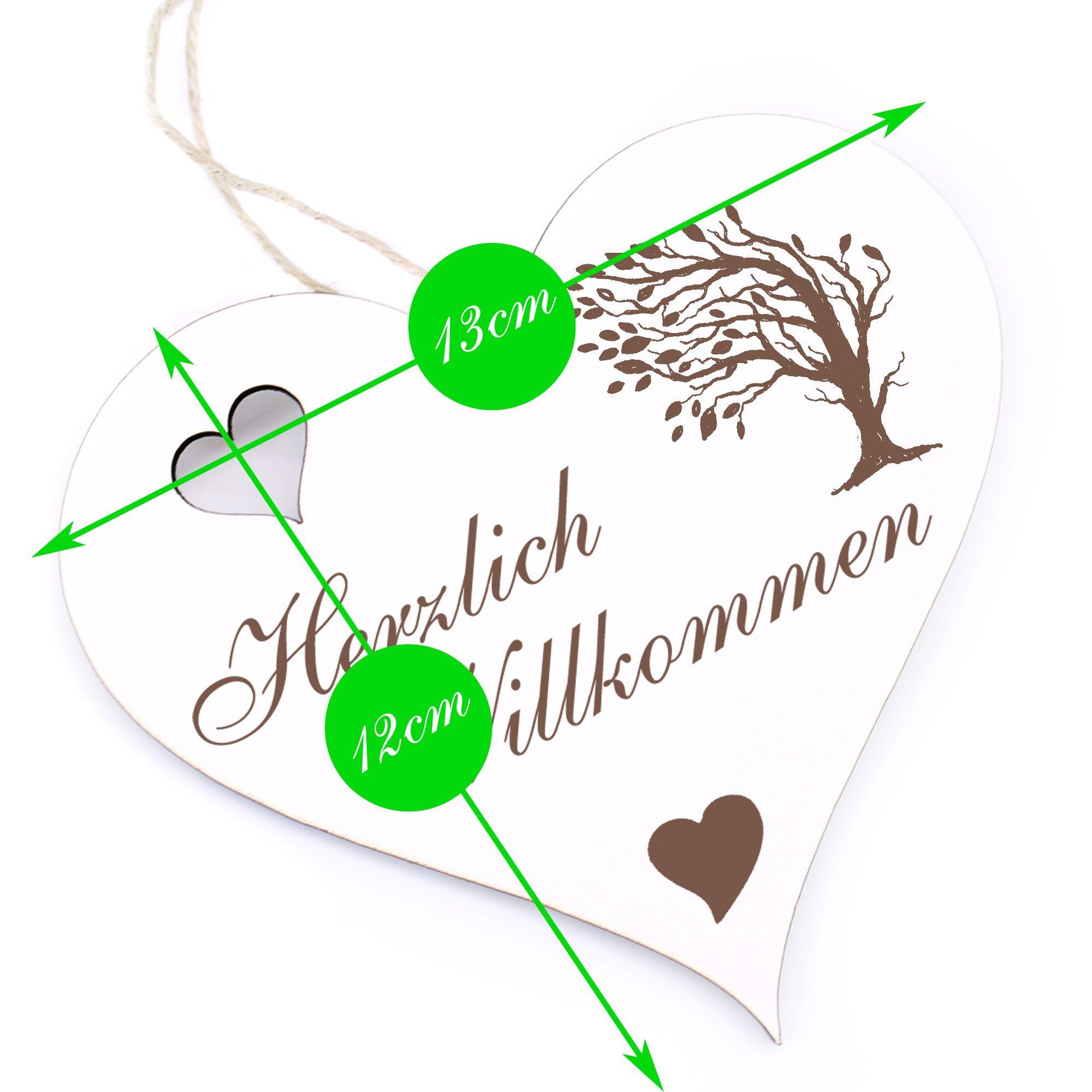 Hängedekoration Baum Dekolando Willkommen 13x12cm Herzlich - im Wind -