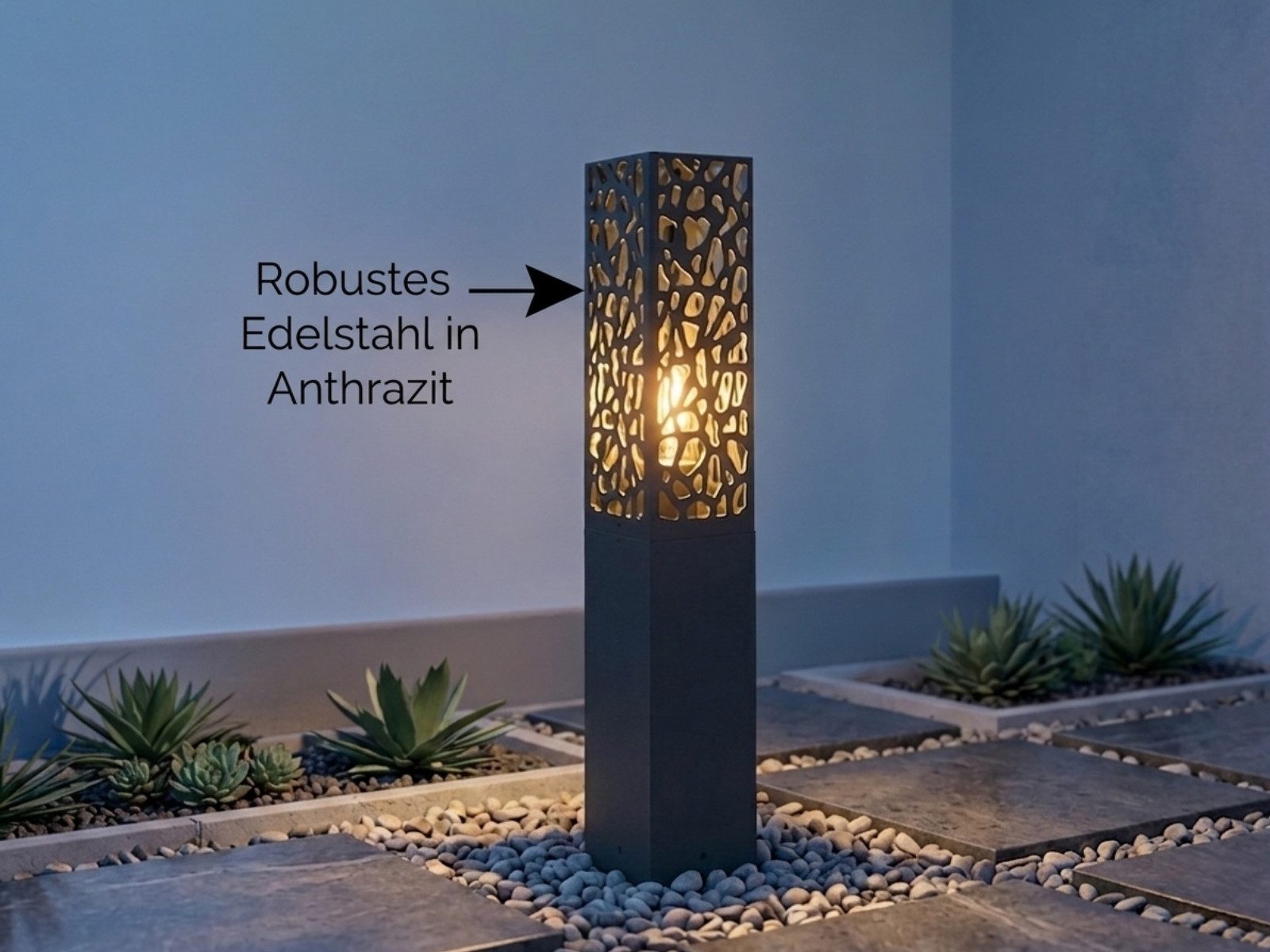 TRIO Leuchten LED Pollerleuchte mit Dekorstanzung, Höhe 60cm, LED wechselbar, Warmweiß, Wegeleuchte Garten Wegbeleuchtung, Außen-Leuchte für Einfahrt
