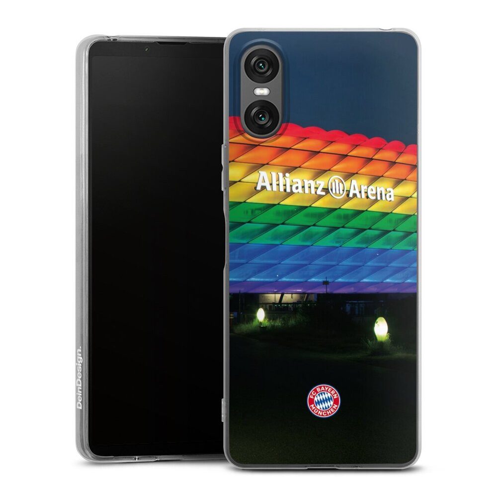 DeinDesign Handyhülle FC Bayern München Regenbogen Stadion Allianz Arena Rainbow, Sony Xperia 10 VI Silikon Hülle Bumper Case Handy Schutzhülle