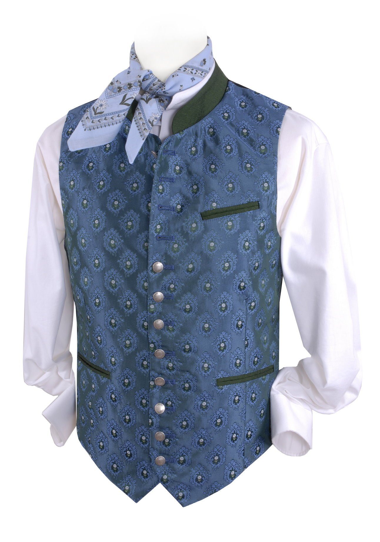 Moschen-Bayern Trachtenweste Trachtenweste Herren Weste Trachten Gilet Herrenweste Blau Weste, Weste mit Stehkragen, Hochzeitsweste, Anzugweste
